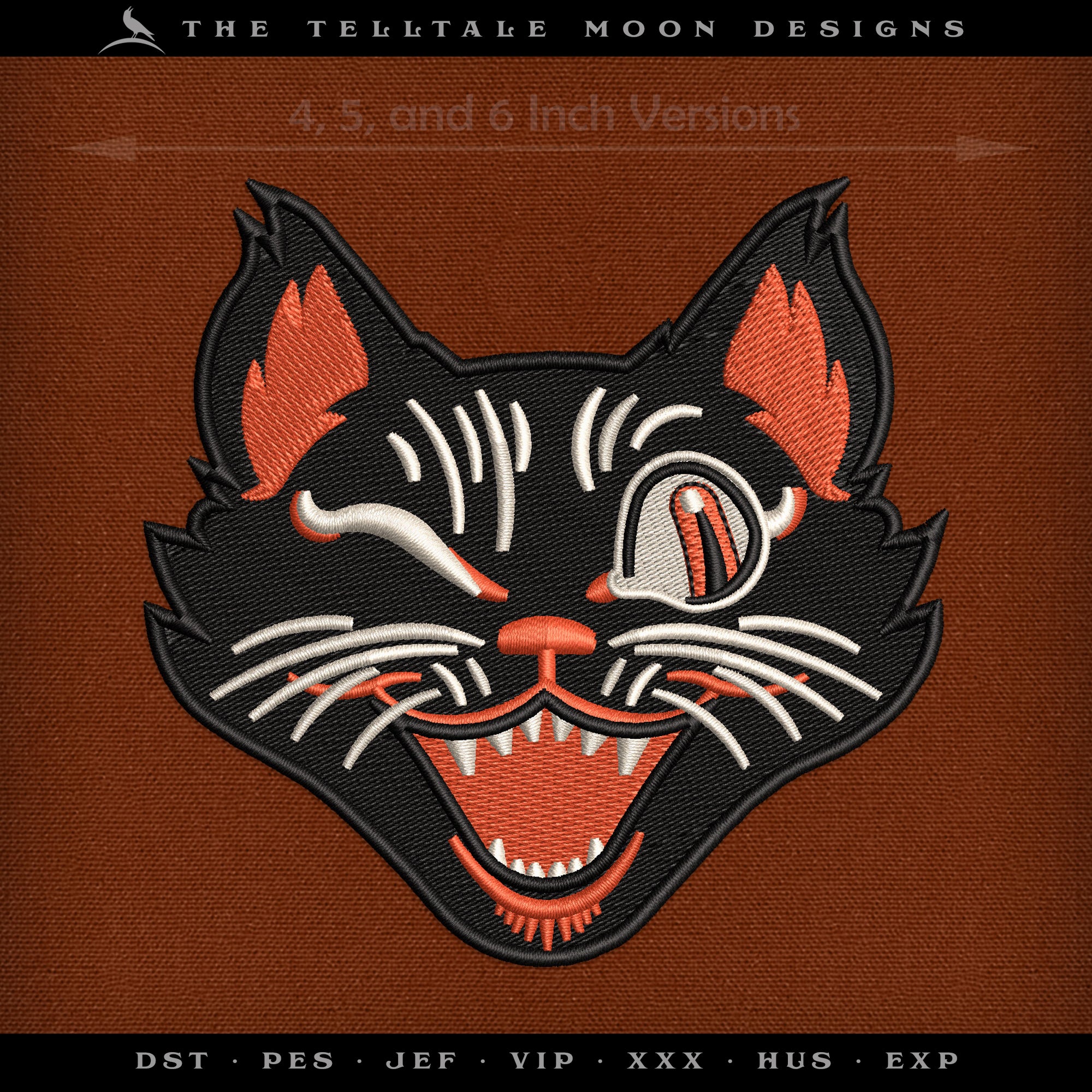 Embroidery: Retro Halloween Cat Set v.2, Includes Both the Design and the Pennant Embroidery (Copy)