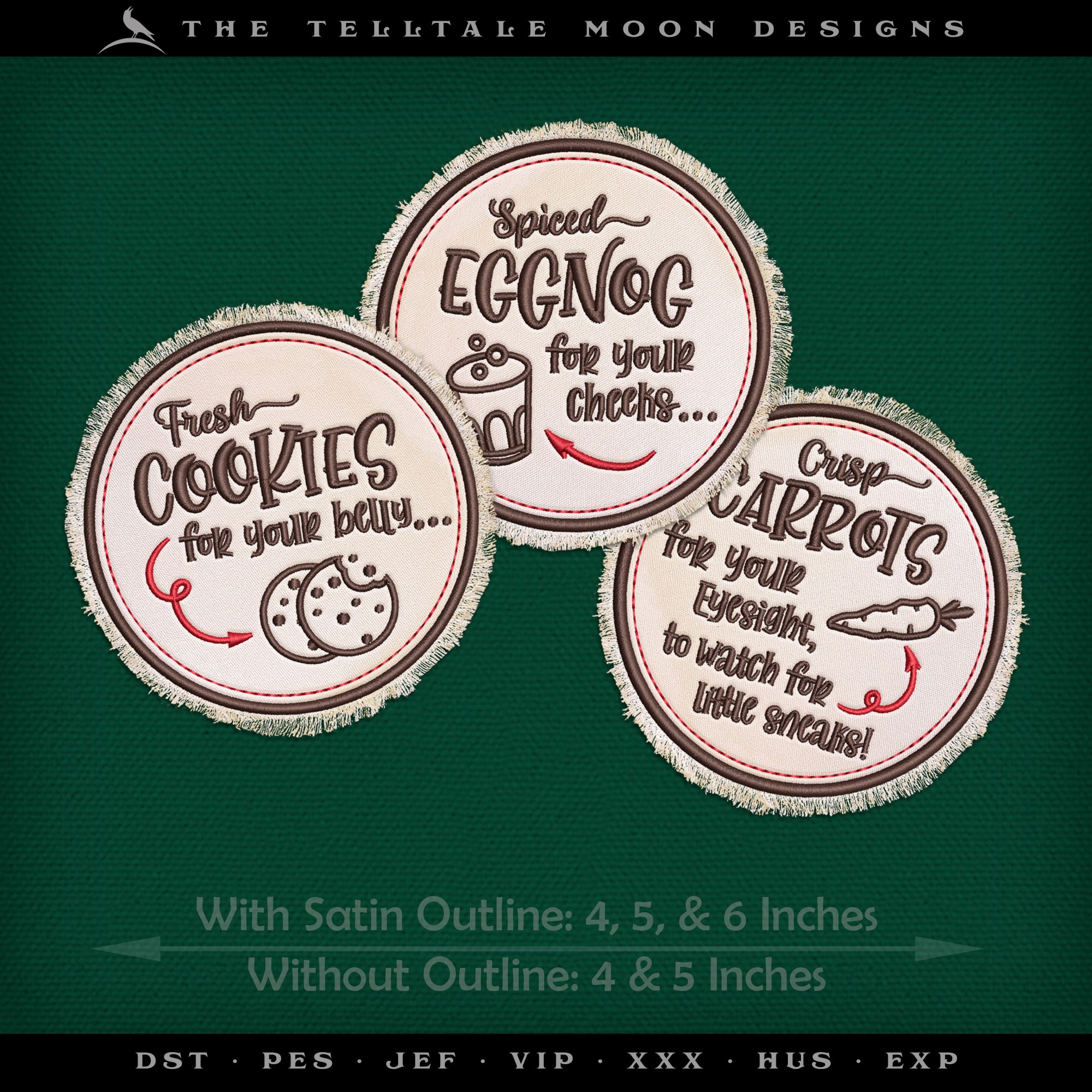 Embroidery: Rhyme for Santa's "Milk & Cookies" Placemat - Three Pieces