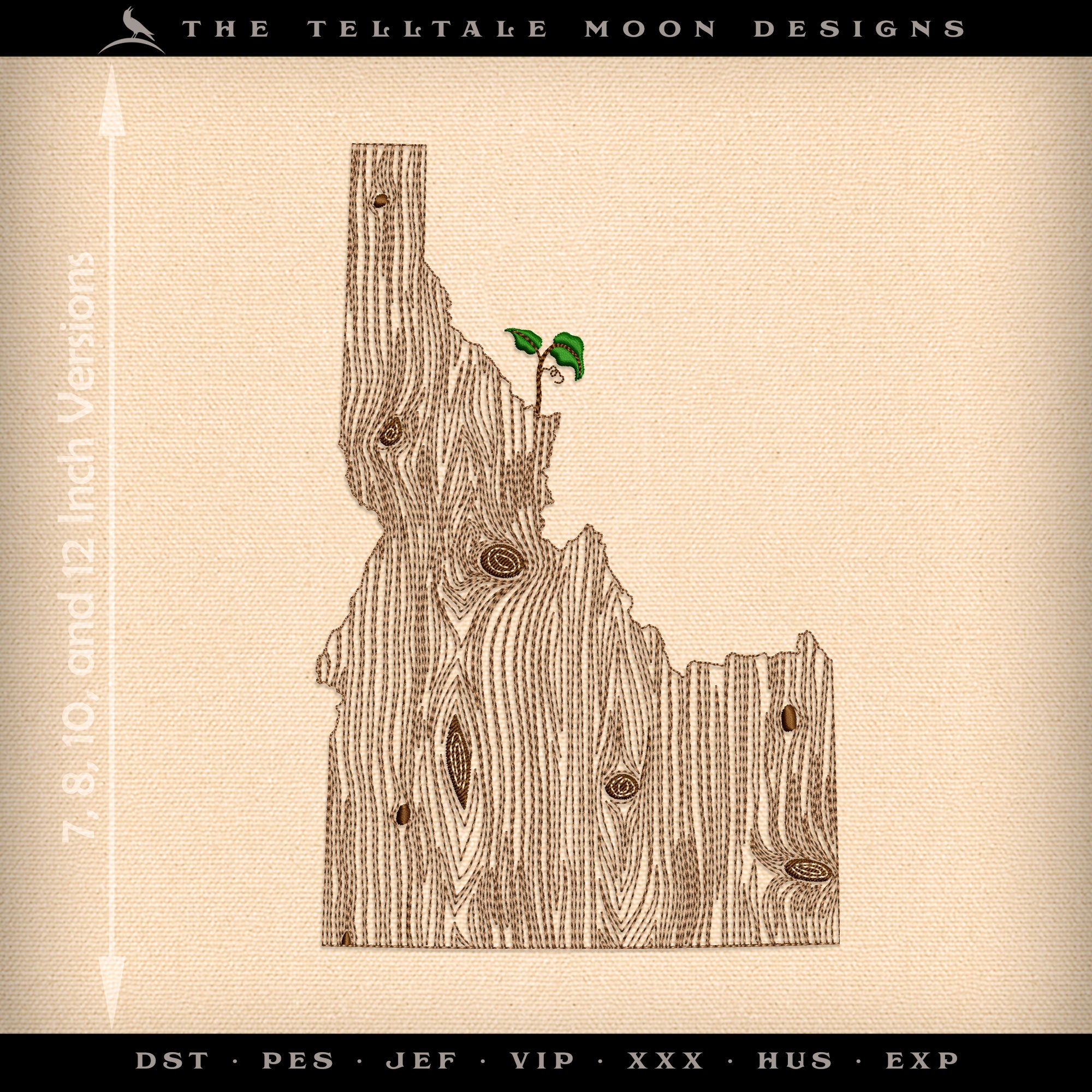 Embroidery: Idaho Woodgrain - Four Sizes Between 7 and 12 Inches Tall