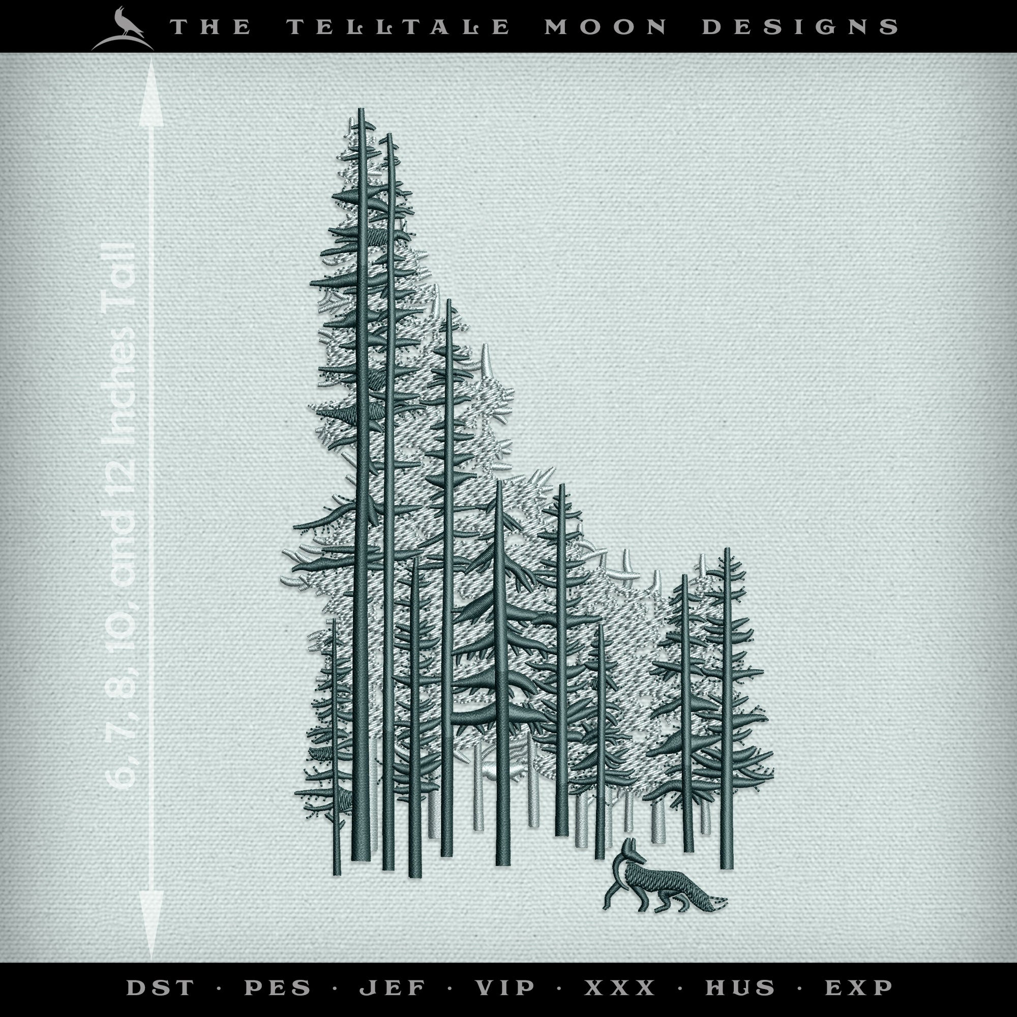 Embroidery: Idaho Trees - Six Sizes Between 6 and 12 Inches Tall - Two Thread Colors