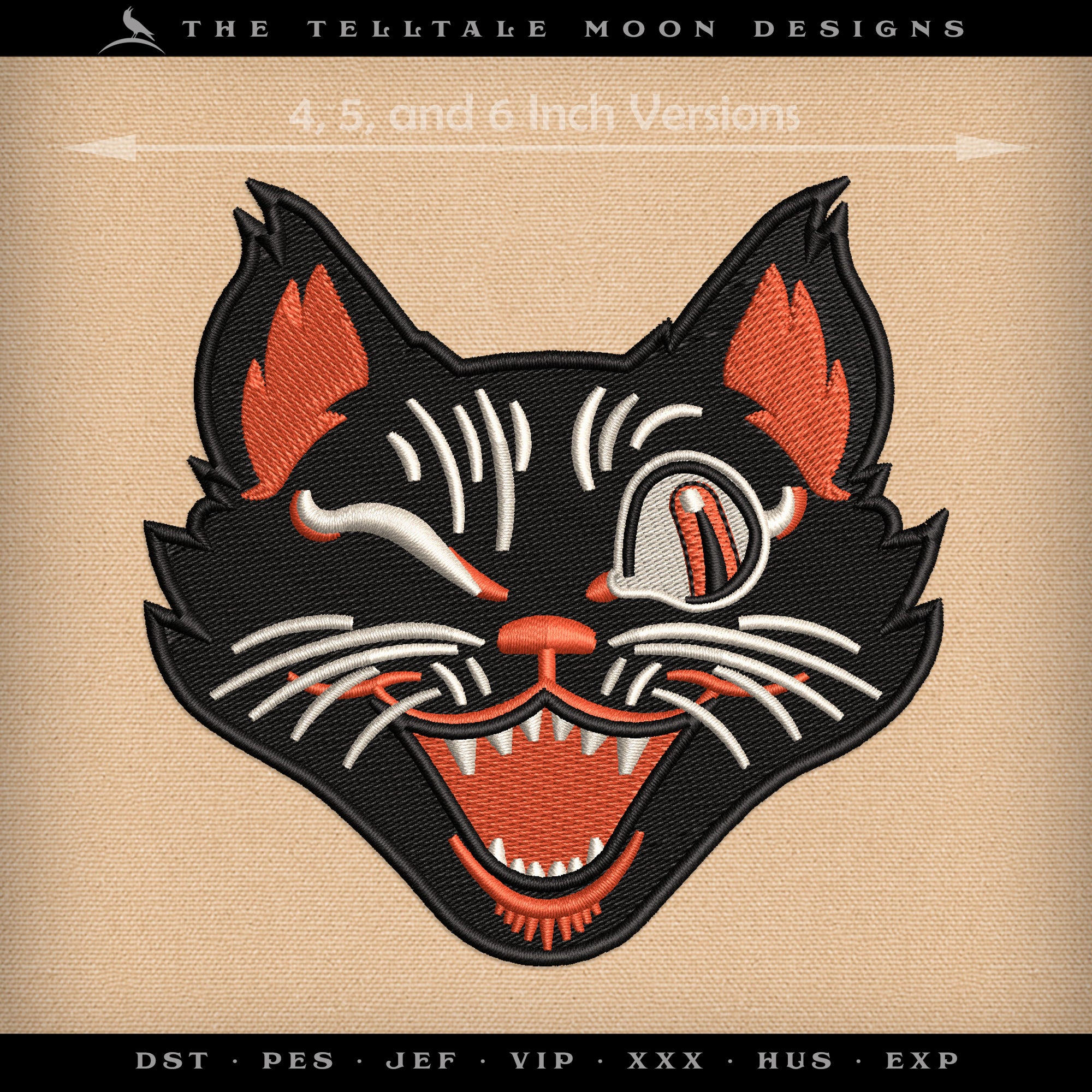 Embroidery: Retro Halloween Cat Set v.2, Includes Both the Design and the Pennant Embroidery (Copy)