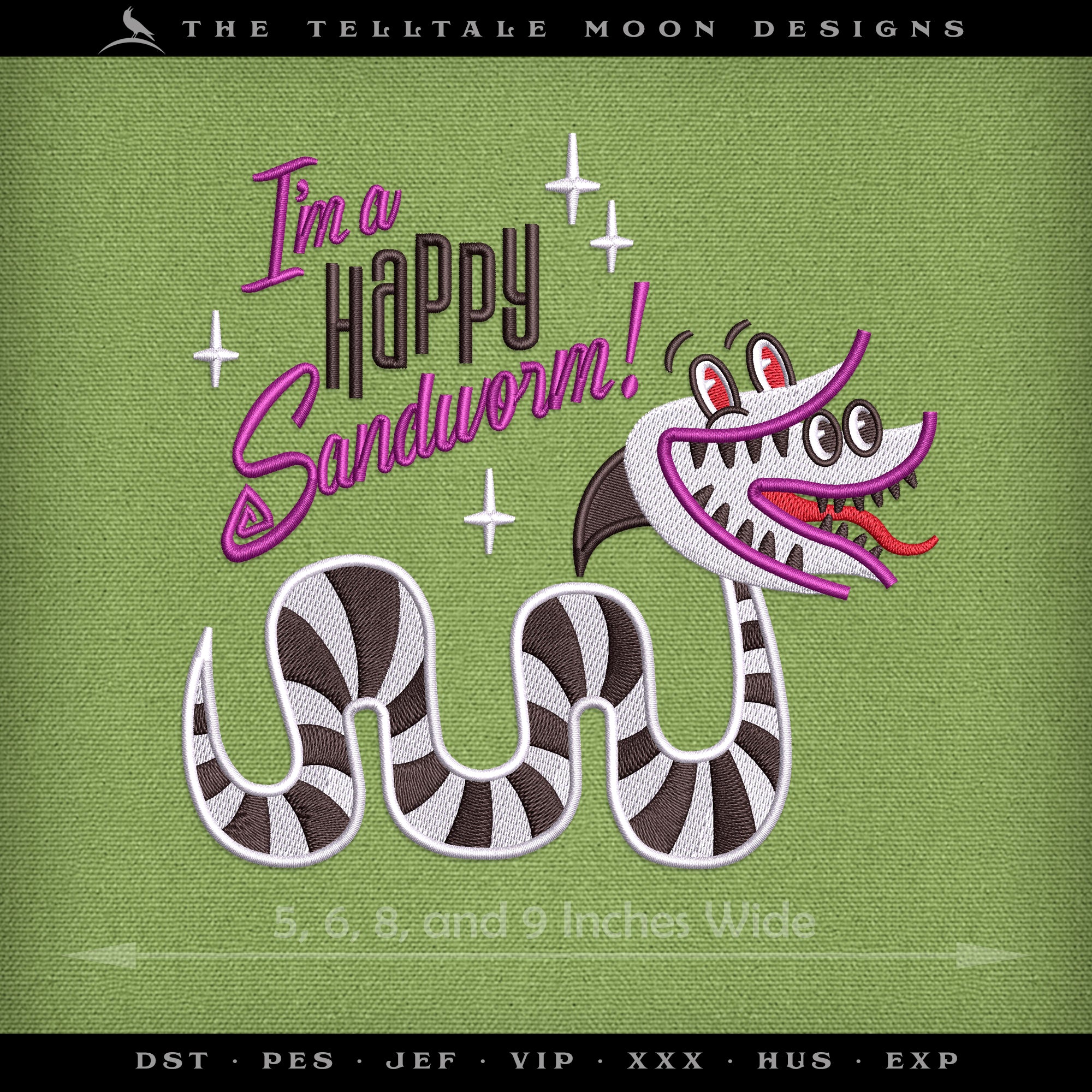 Embroidery Files: "I'm a Happy Sandworm" Design Inspired by the Musical & Movie