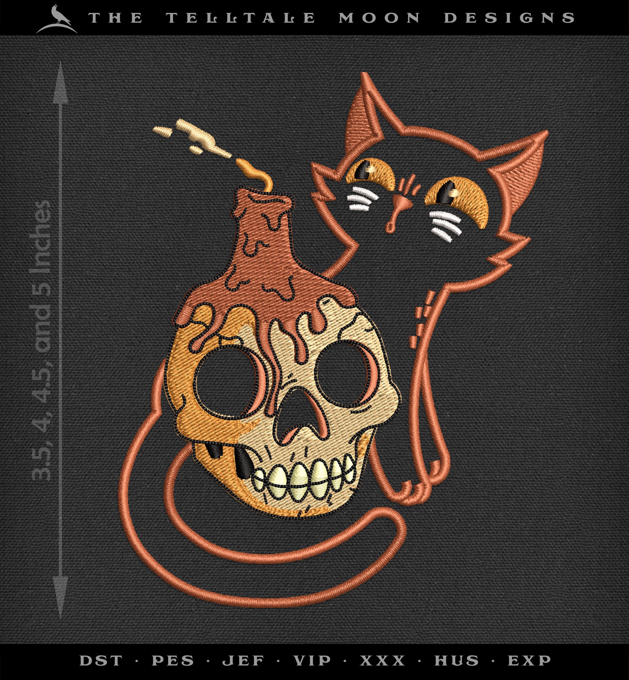 Embroidery: Kitty & Candle Design (3.5, 4, 5, and 6 Inches High)