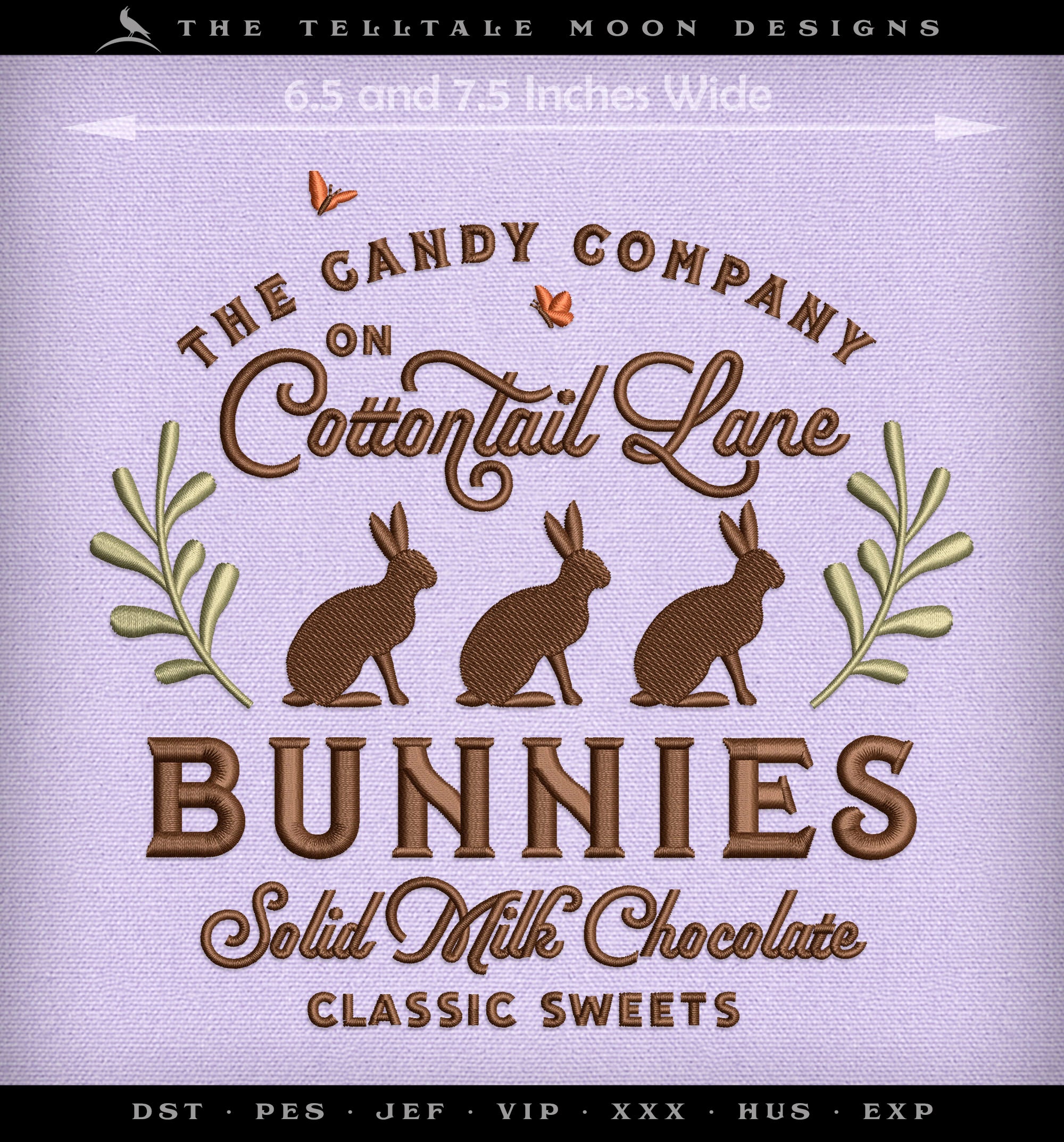 Embroidery: "Cottontail Lane Bunnies" Spring Fun - 6.5 and 7.5 Inches Wide