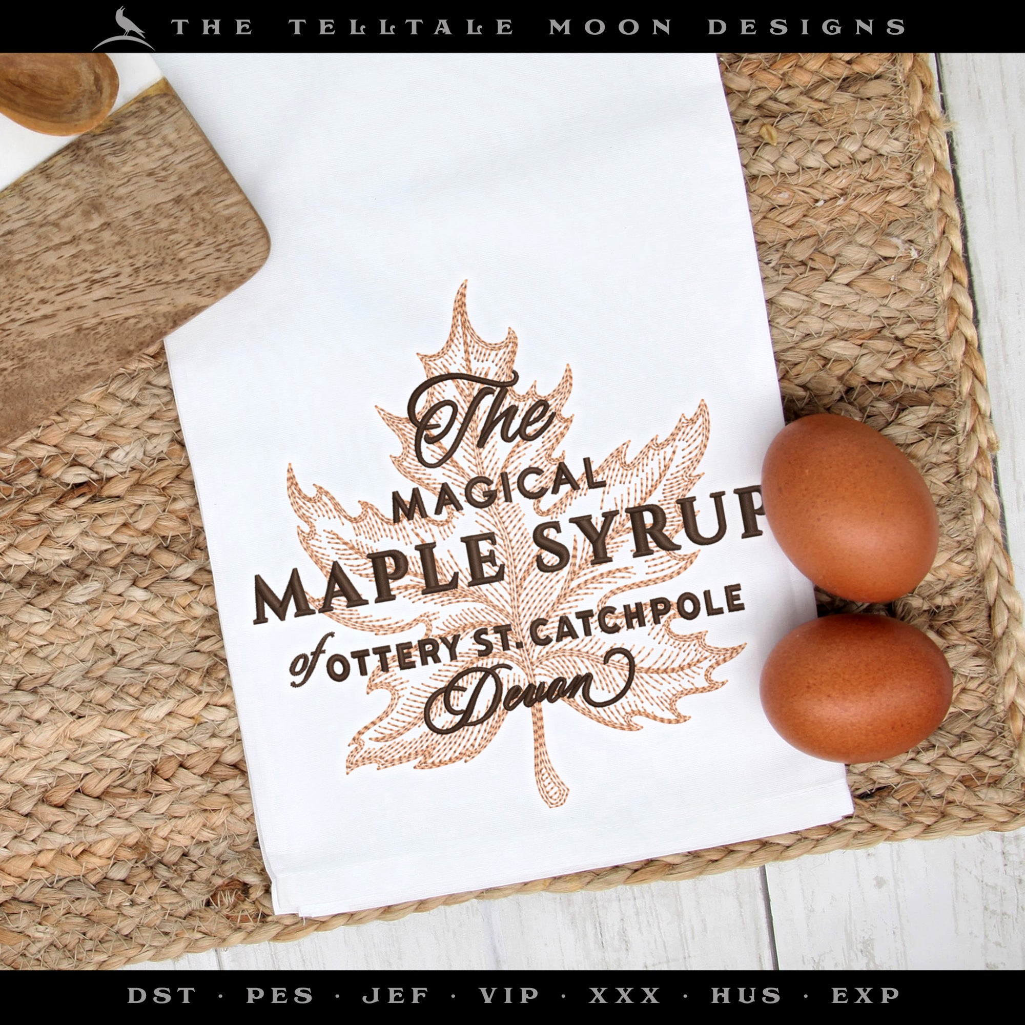 Machine Embroidery: Wizard World Maple Syrup (6, 7, and 8 Inches Square; Two Thread Colors)