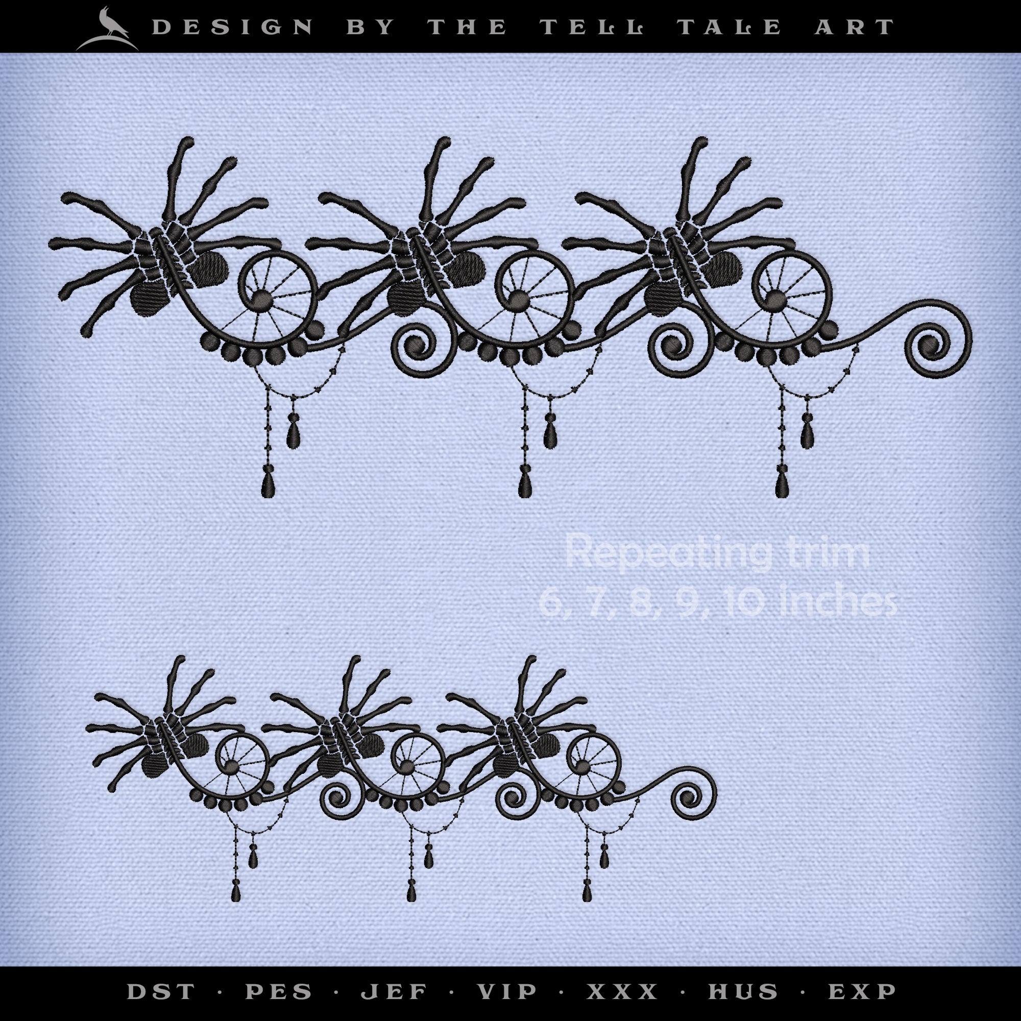 Face-hugger Lace Trim Embroidery Set – Sci-Fi Gothic Trim Designs – 2 to 12 Inches