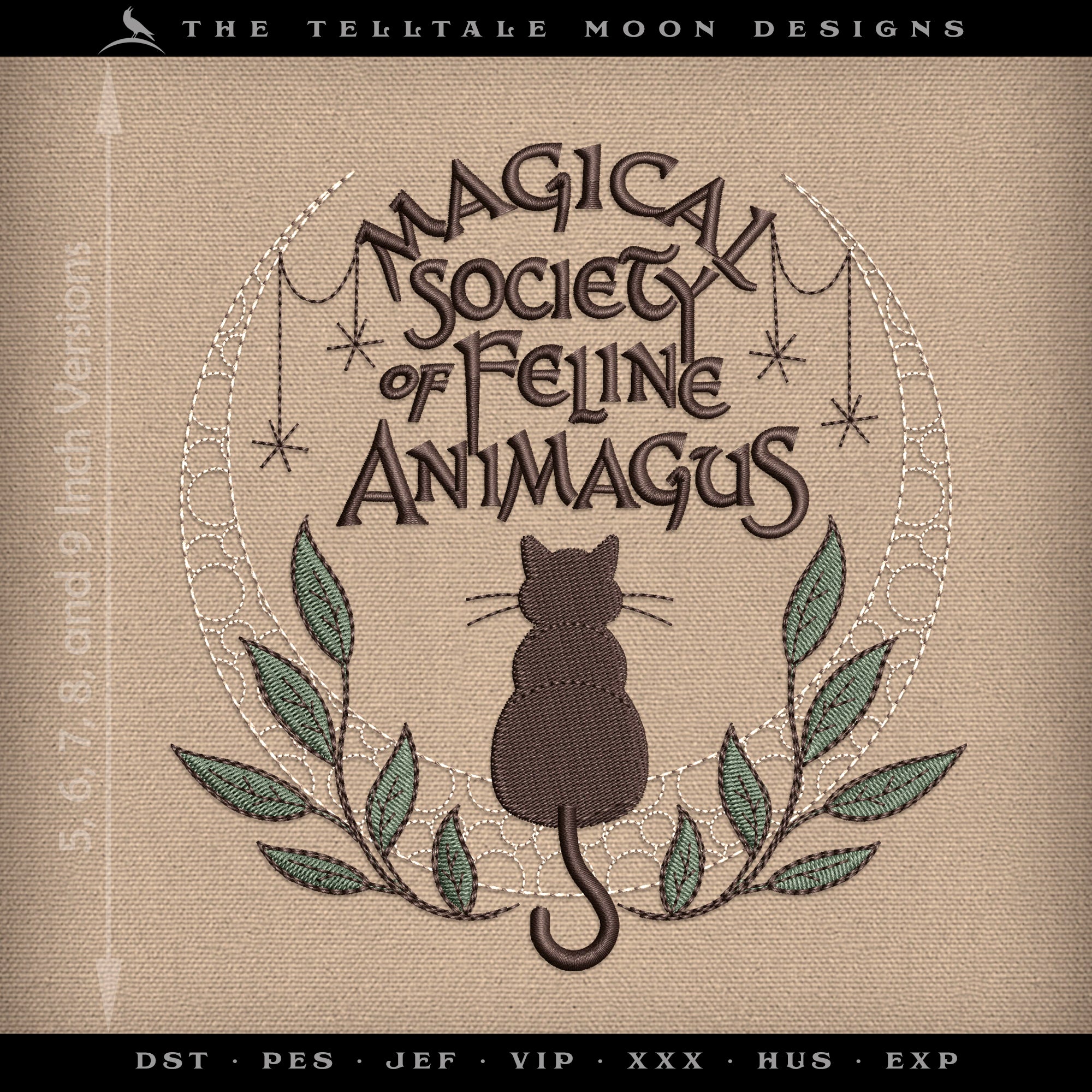 Embroidery: Wizarding Society of Feline Animagus - Five Sizes 5 to 9 Inches
