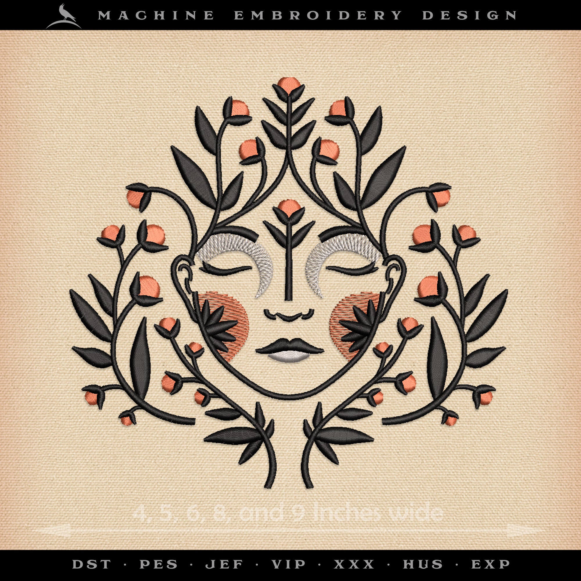 Embroidery: Esoteric Flower Spirit - Five Sizes Between 4 and 9 Inches