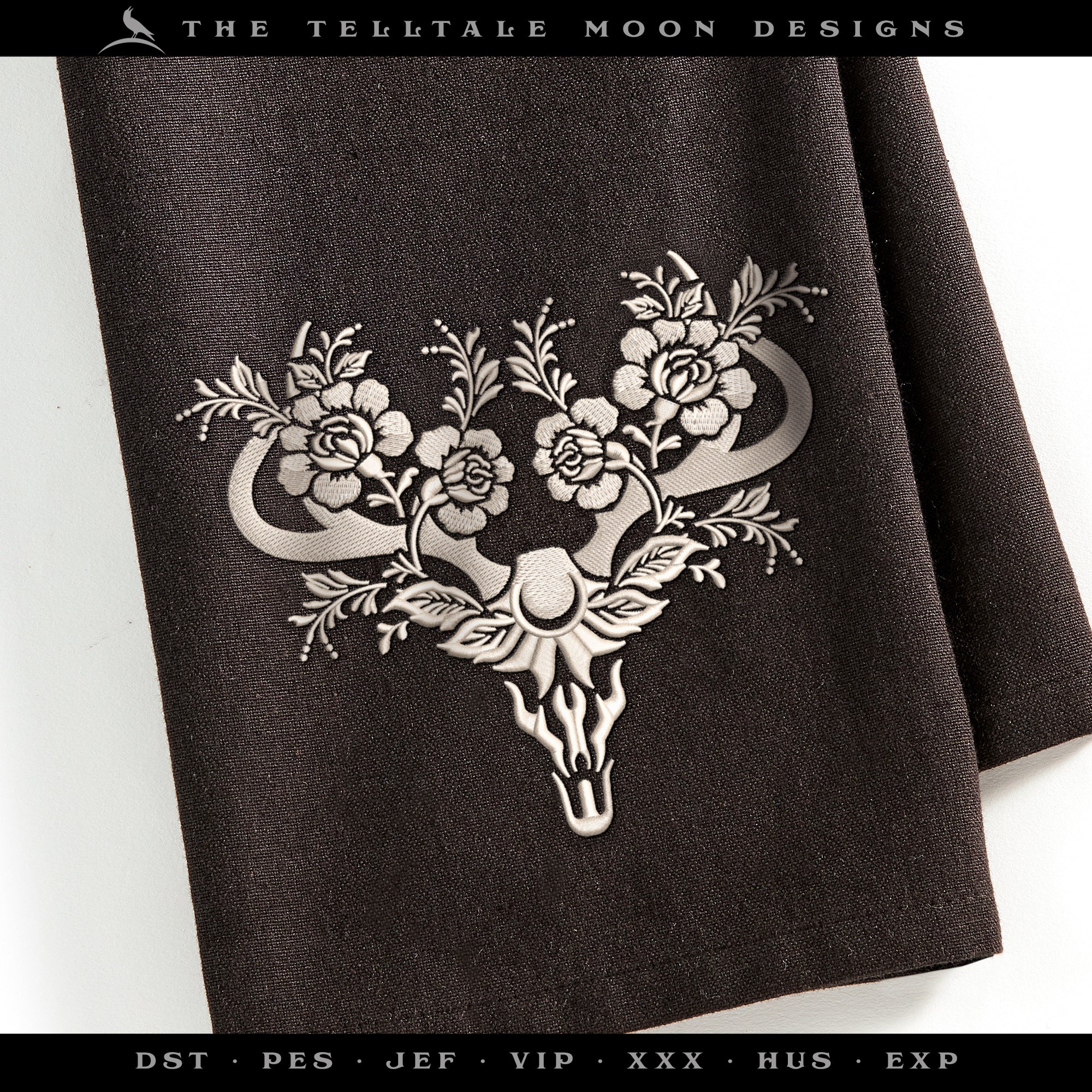 Embroidery: Gothic-style Forest Spirit Deer - Four Sizes Between 5 and 8 Inches Tall