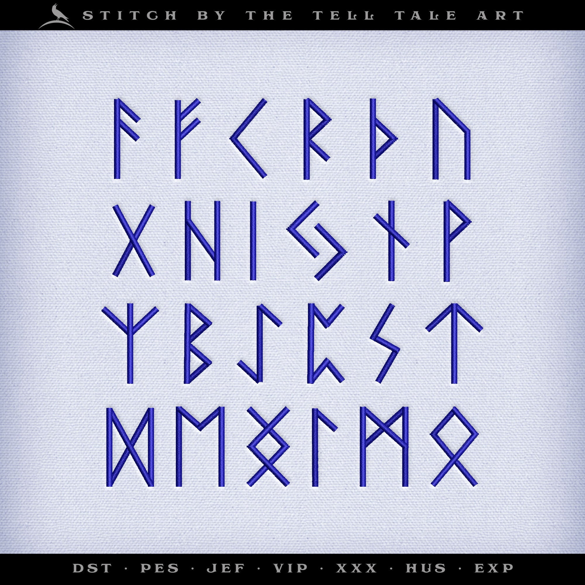 Basic Futhark Rune Alphabet Set – 24 Runes – Two Line Art Styles: Satin & Faux Floss
