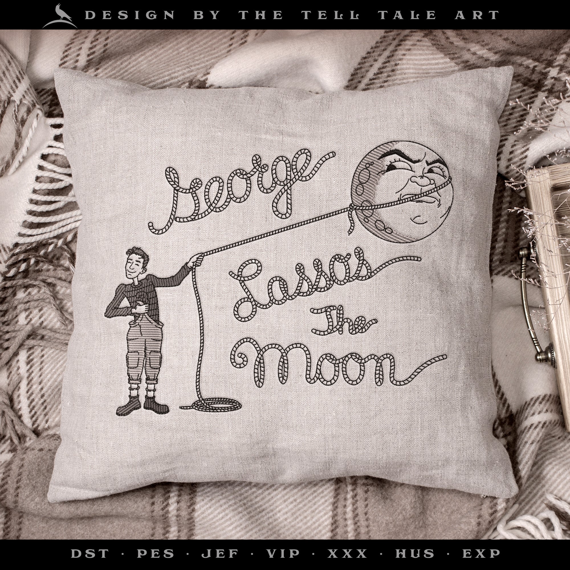 George Lassos the Moon – Five Sizes 7 to 12 Inches, Plus Separate Pieces for 4x4 Hoops