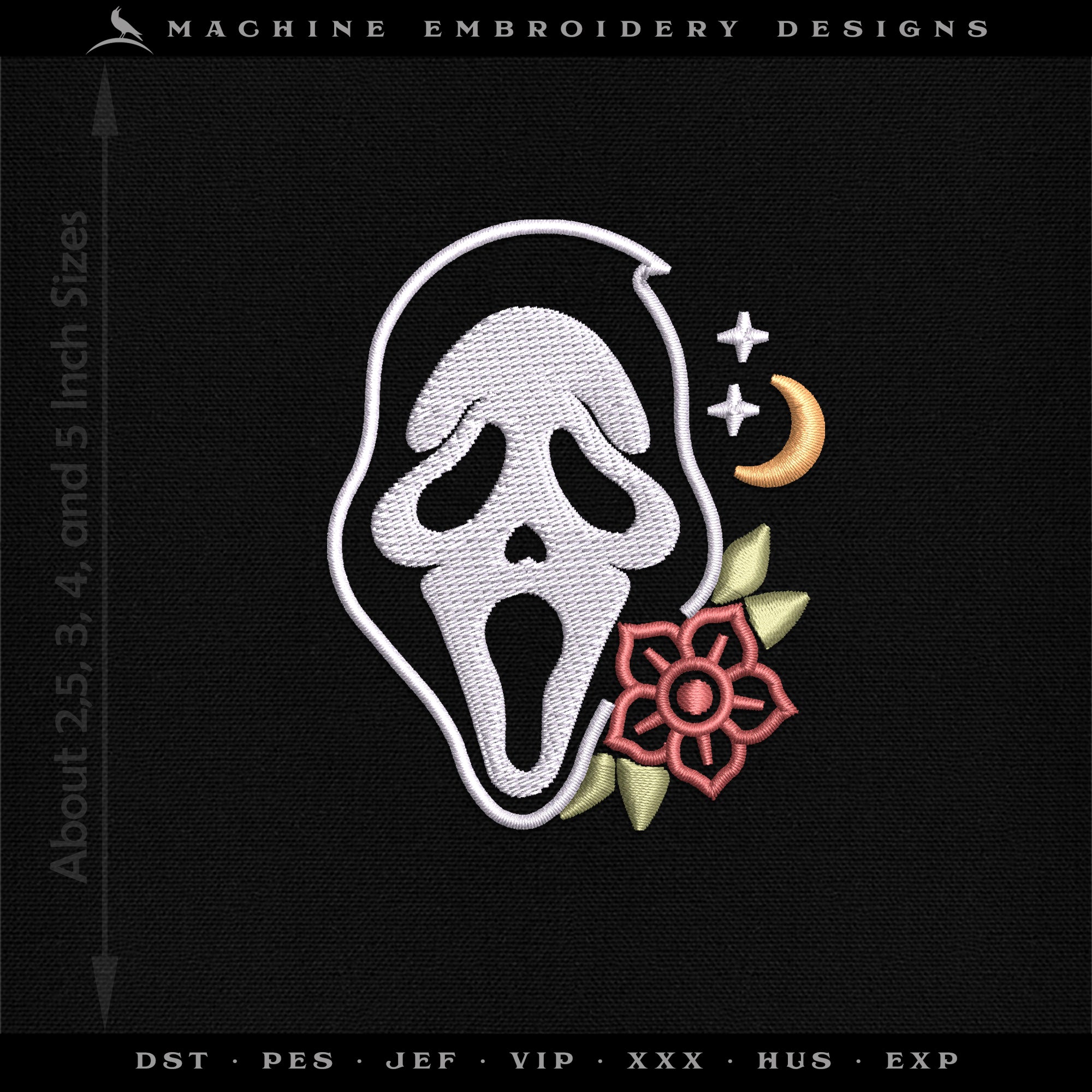 Embroidery: Ghostly Tattoo-style Set - Icon, Keychain, and Coffee Sleeve