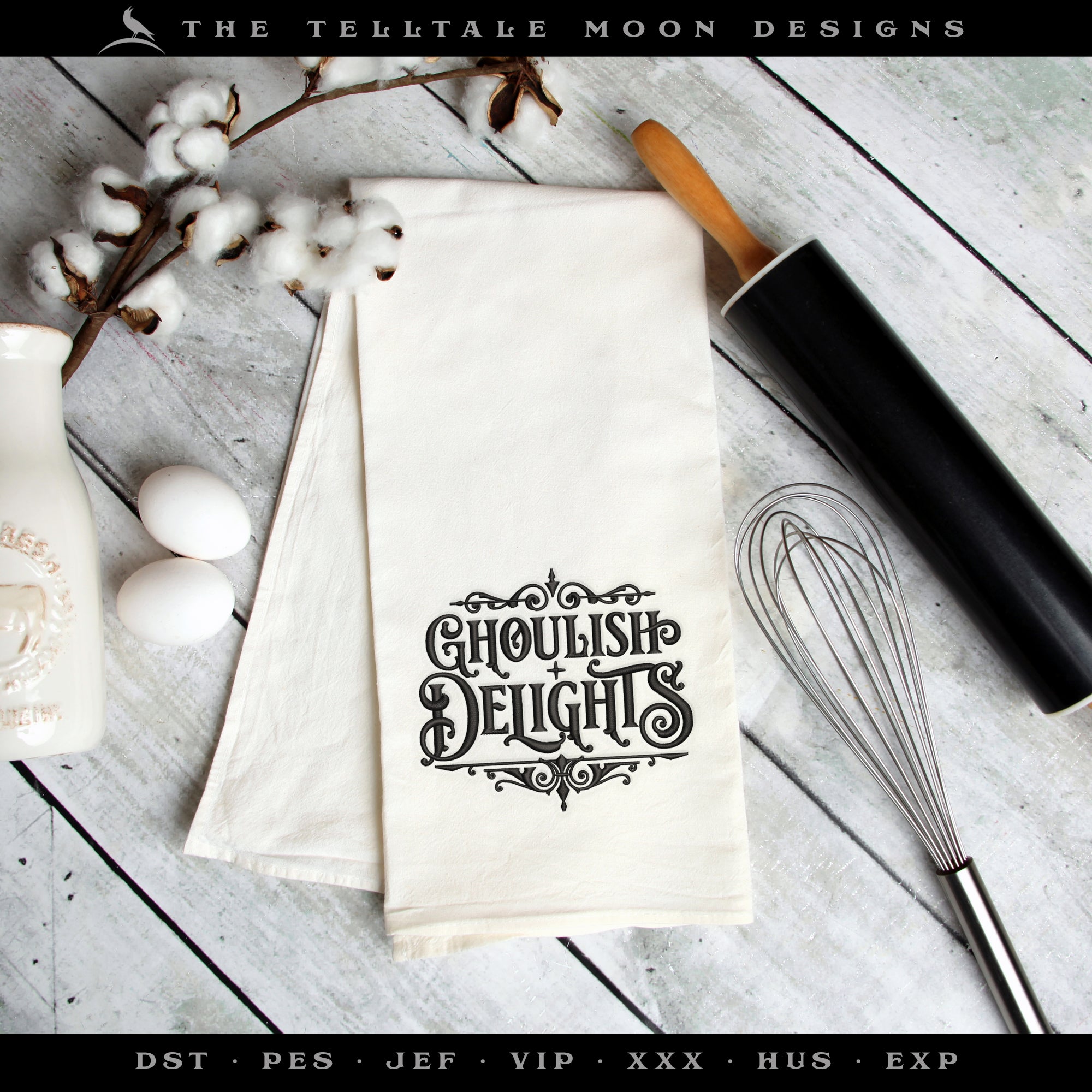 Embroidery: "Ghoulish Delights" Set of Typography Inspired by Haunted Mansion