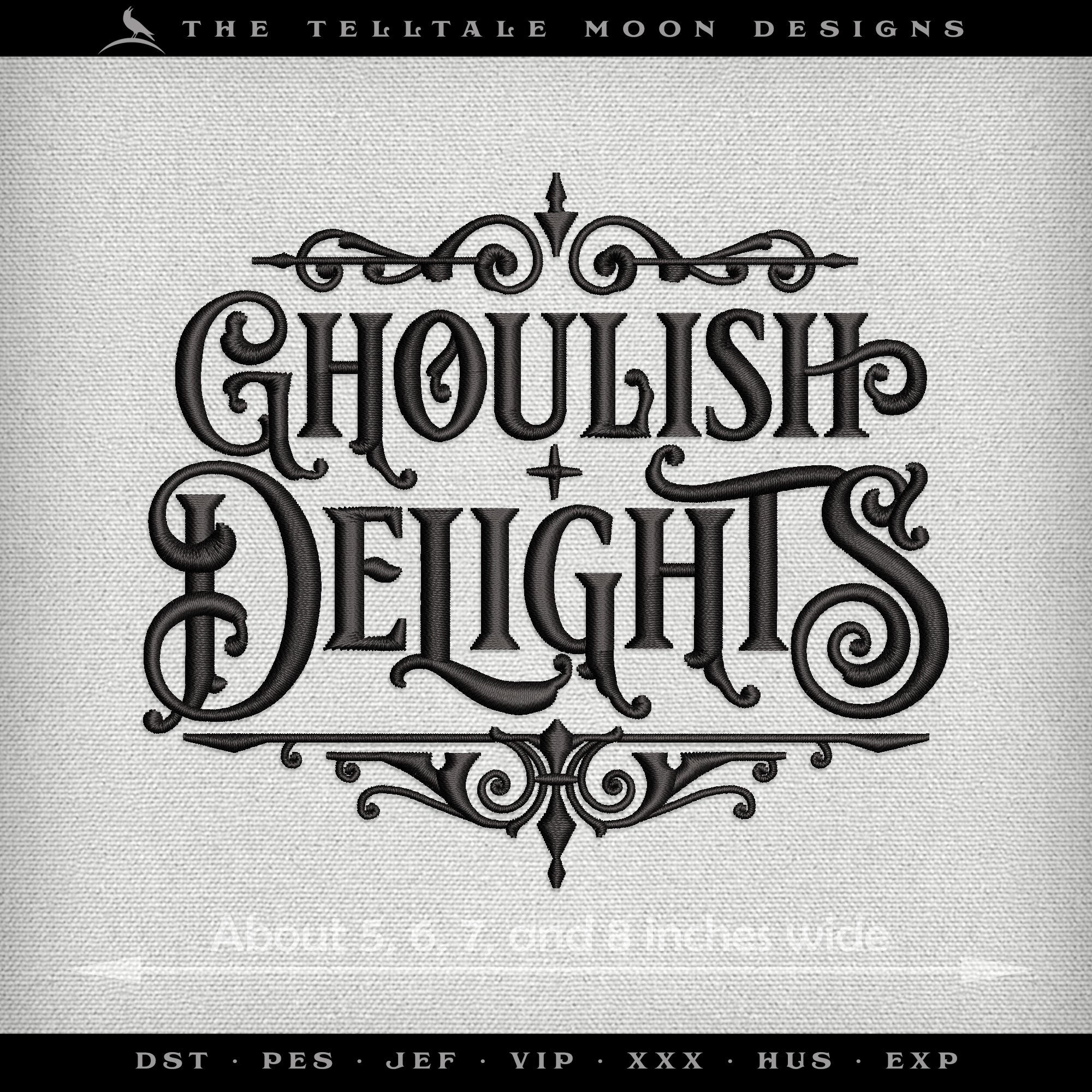 Embroidery: "Ghoulish Delights" Set of Typography Inspired by Haunted Mansion