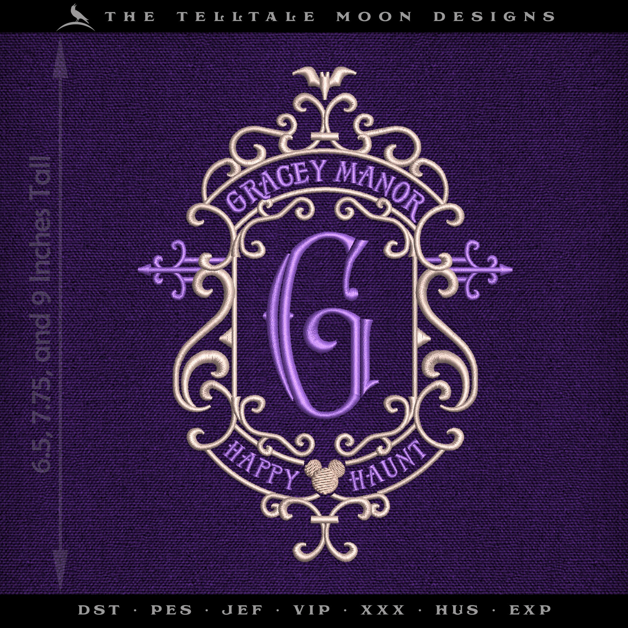 Embroidery: Gothic Gracey Mansion Monogram - Four Sizes 6.5 to 10.5 Inches