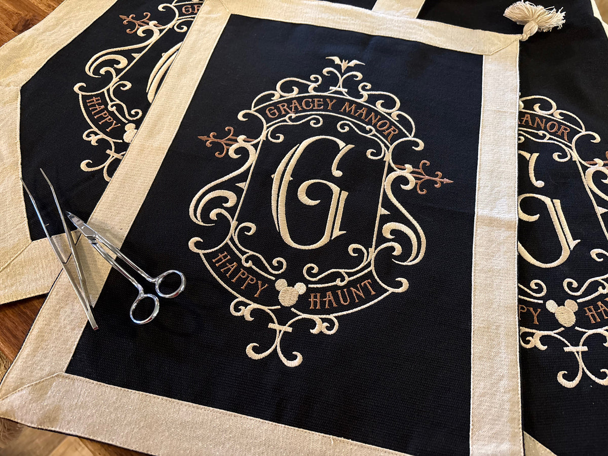 Embroidery: Gothic Gracey Mansion Monogram - Five Sizes 6.5 to 12.5 Inches
