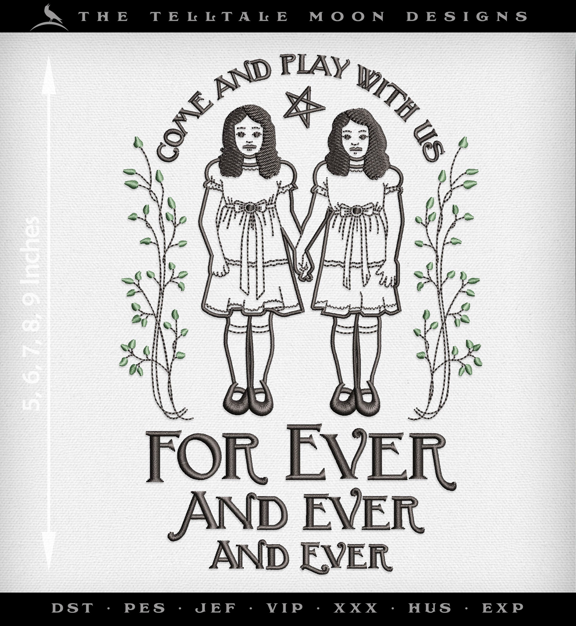 Embroidery: "Forever and Ever" Ghost Twins Design - Several Sizes 5 to 9 Inches