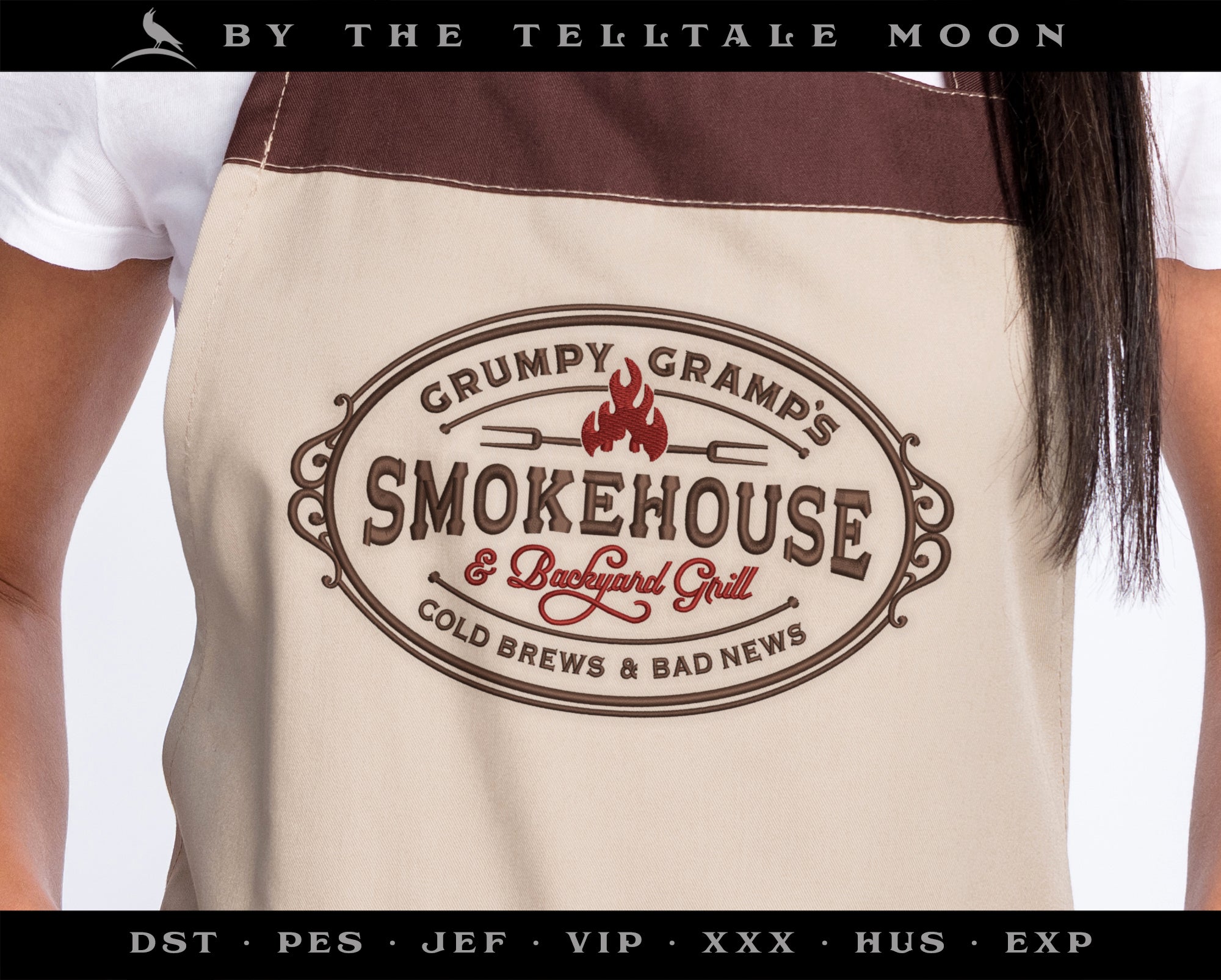 Embroidery: "Grumpy Gramp's Smokehouse" Vintage Style- Four Sizes