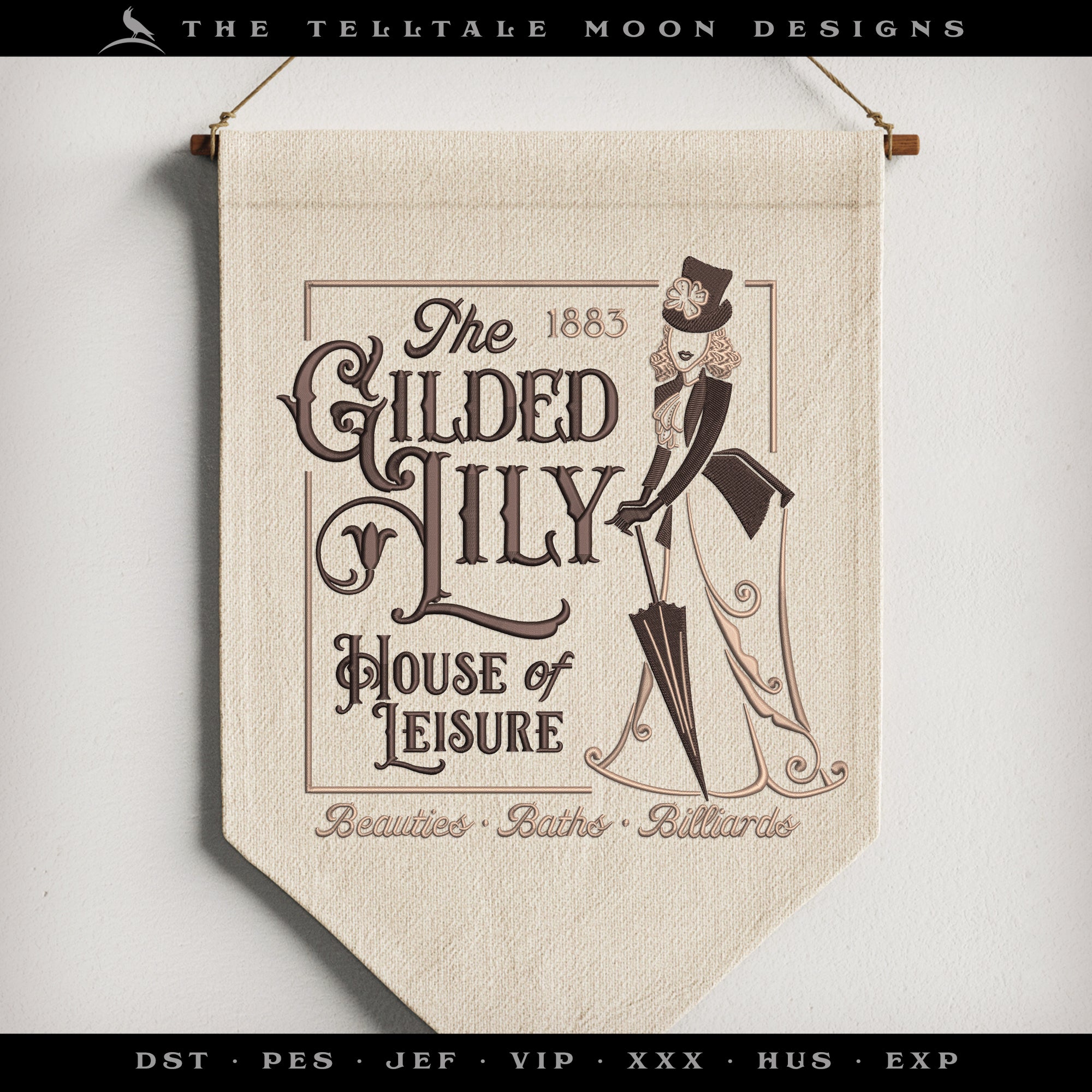 Embroidery: Classic-look "The Gilded Lily" Modeled After a Real Vintage Advertisement