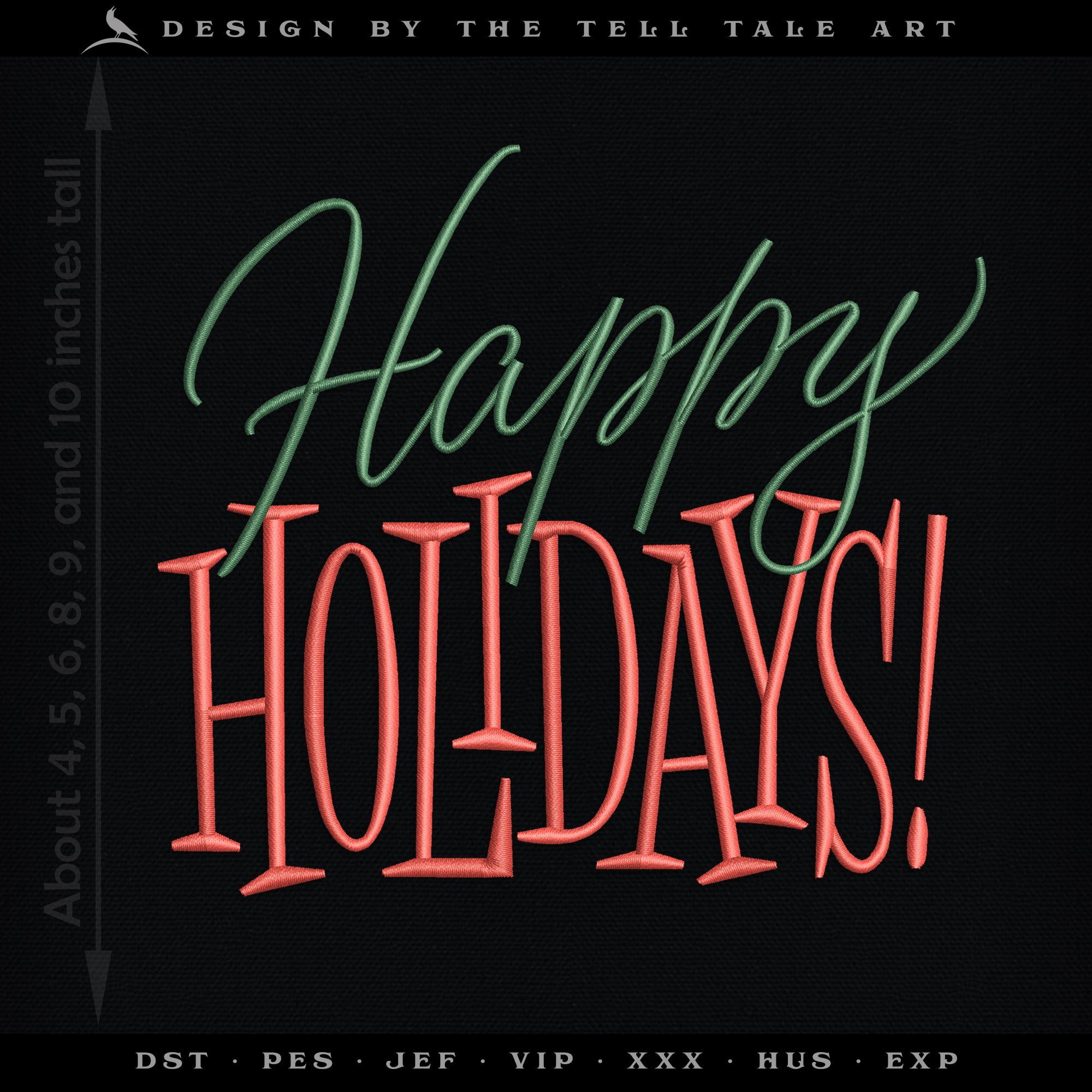 Happy Holidays – Six Sizes 4 to 10 Inches – Midcentury Typography