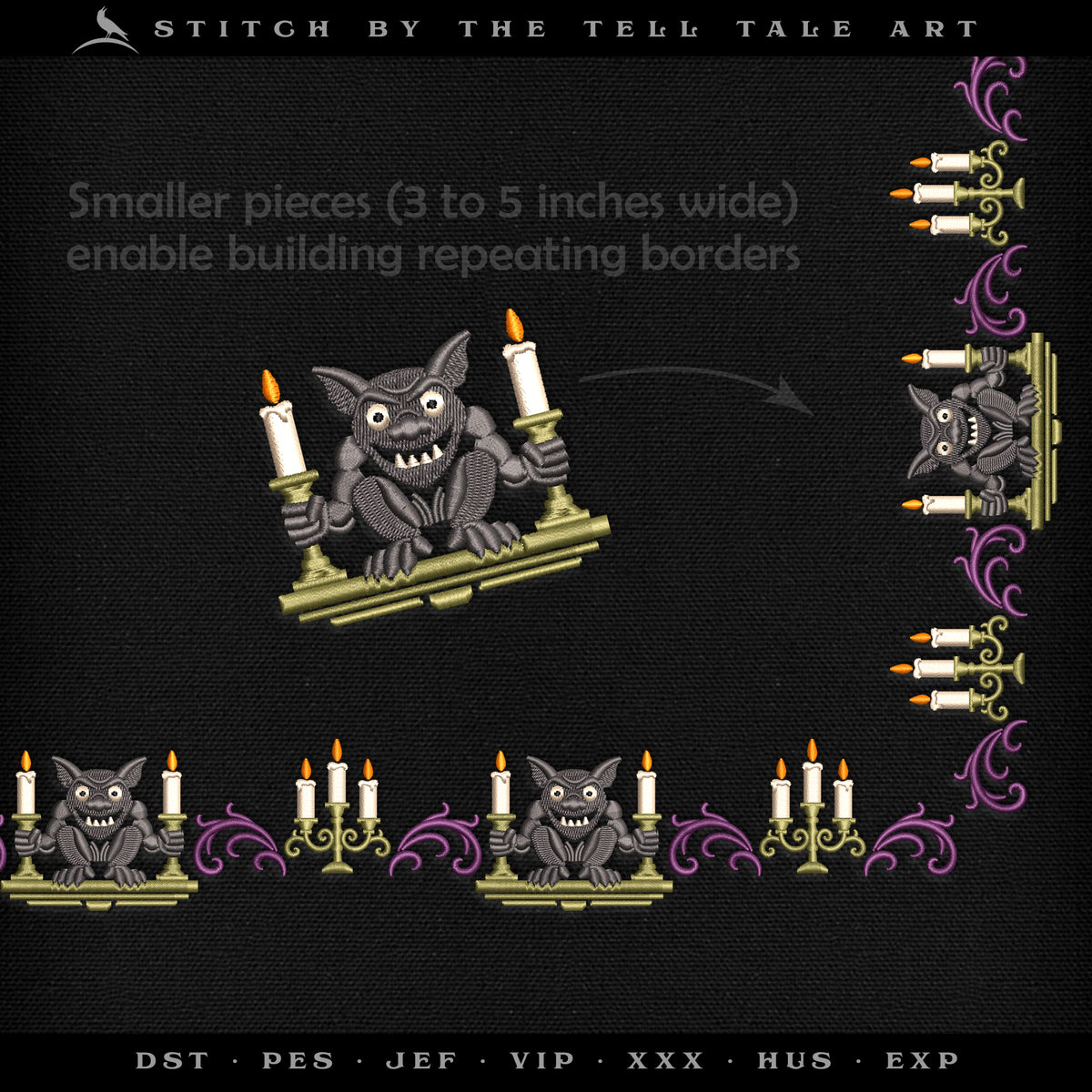 Haunted Gargoyle Planchette – Five Sizes 6 to 10 Inches – Gothic Embroidery Design