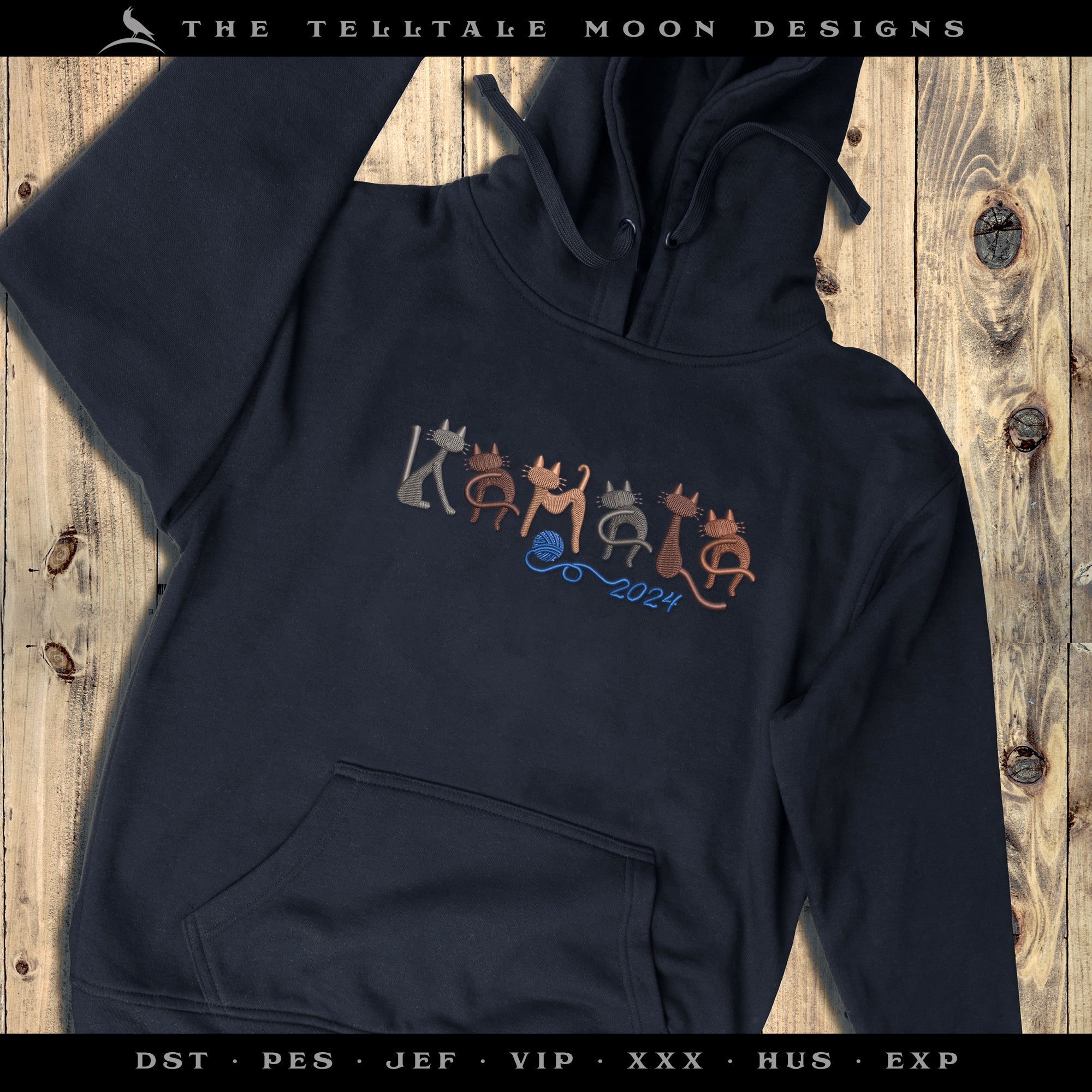 Embroidery for Election 2024 - Subtle, Fun "Kamala" for the Cat Ladies & Crones - Five Sizes 6.5 to 11.5 Inches Wide