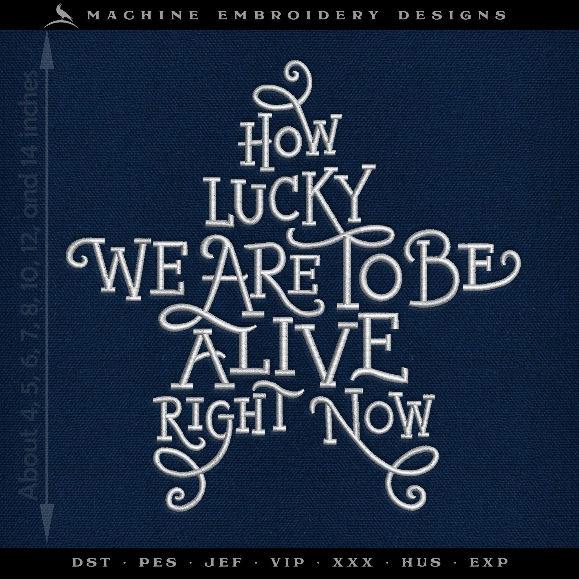 Hamilton-inspired Quote in Satin Stitch and Run Stitch - 5 to 12 Inches - One Thread Color