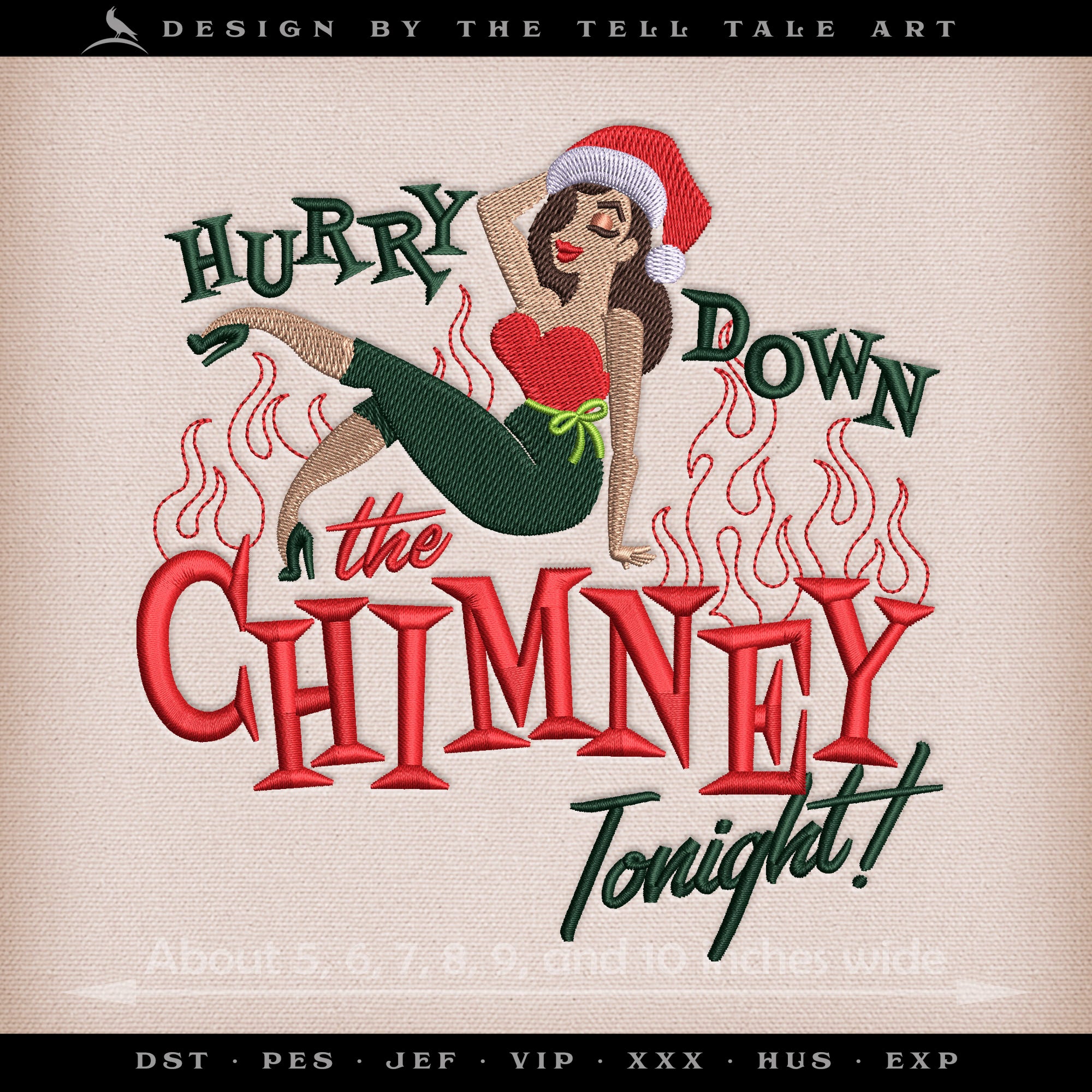 Hurry Down the Chimney Tonight – Six Sizes 5 to 10 Inches – Retro Pinup Christmas