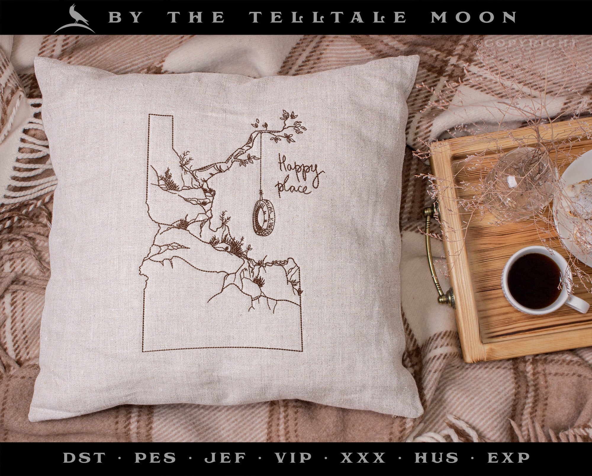 Embroidery: Idaho Happy Place (Six Sizes 5 to 10 Inches; One Thread Color)