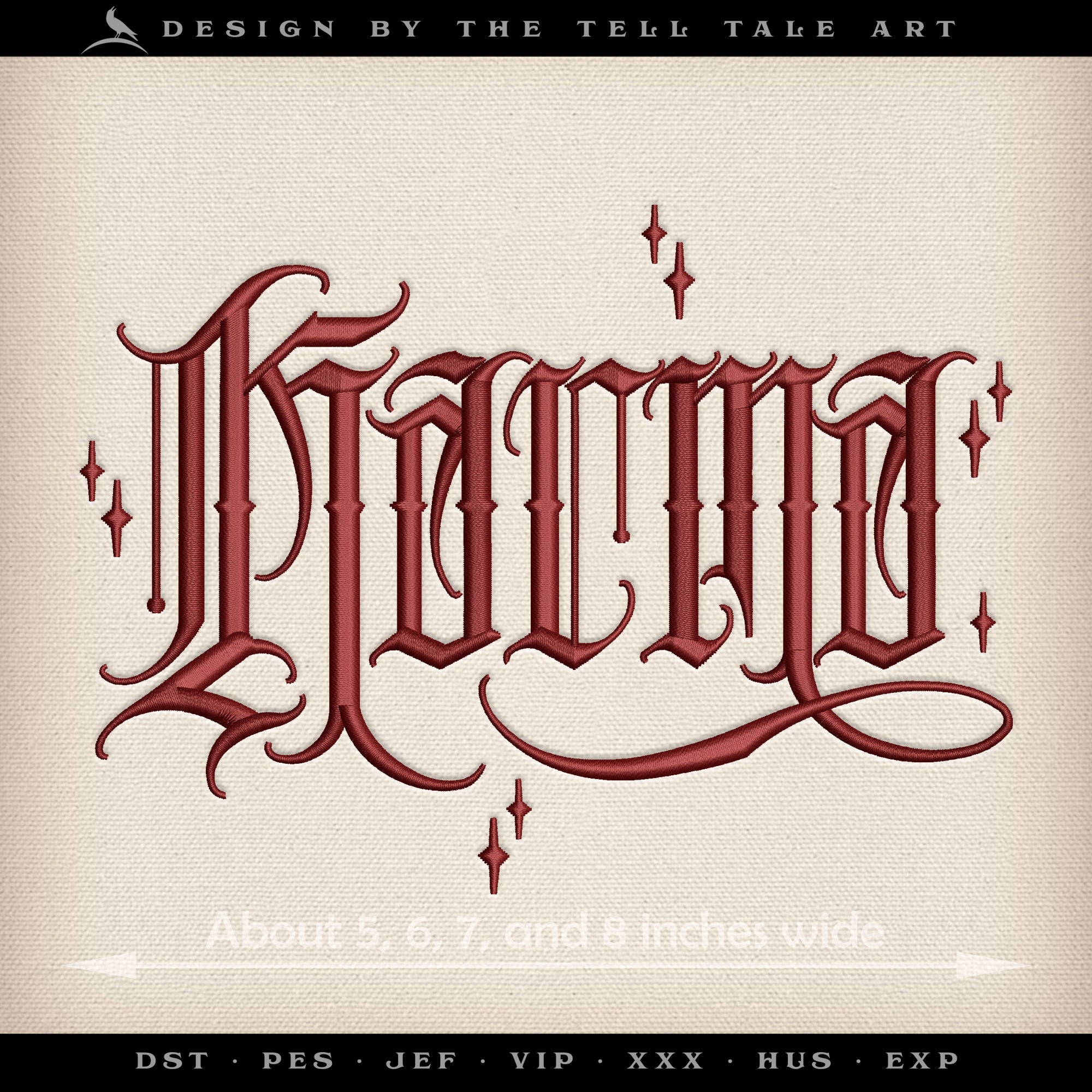 Karma – Ornate Blackletter Tattoo Typography – Four Sizes 5 to 8 Inches