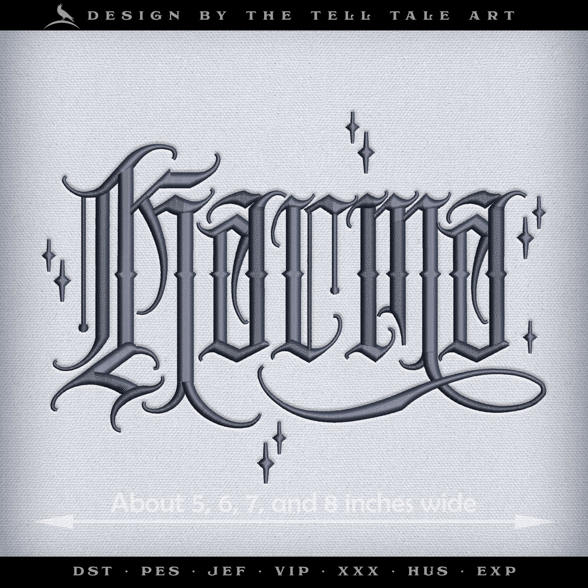 Karma – Ornate Blackletter Tattoo Typography – Four Sizes 5 to 8 Inches