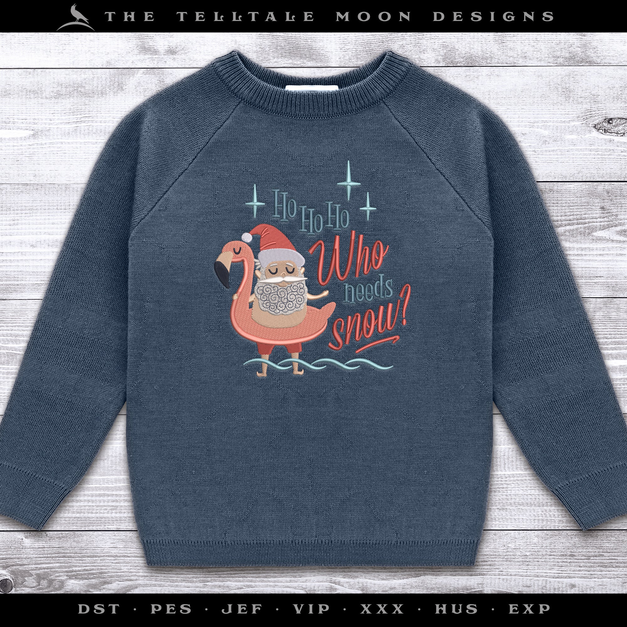 Santa Floating in a Flamingo – Four Sizes 5 to 8 Inches – Midcentury Christmas