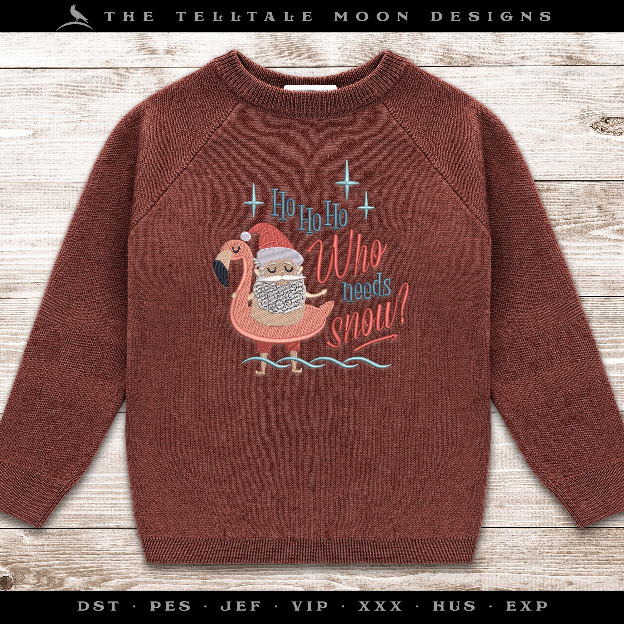 Santa Floating in a Flamingo – Four Sizes 5 to 8 Inches – Midcentury Christmas