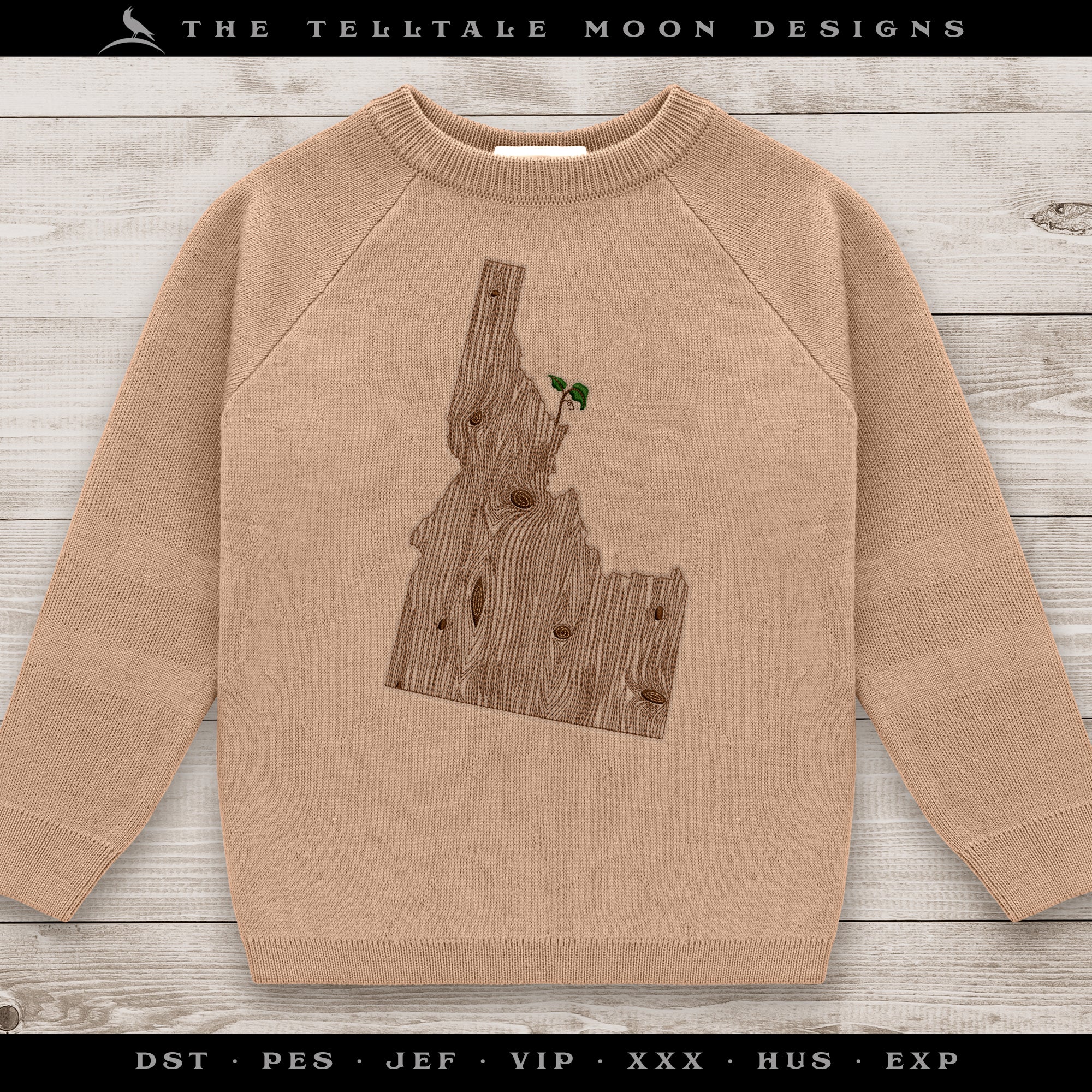 Embroidery: Idaho Woodgrain - Four Sizes Between 7 and 12 Inches Tall