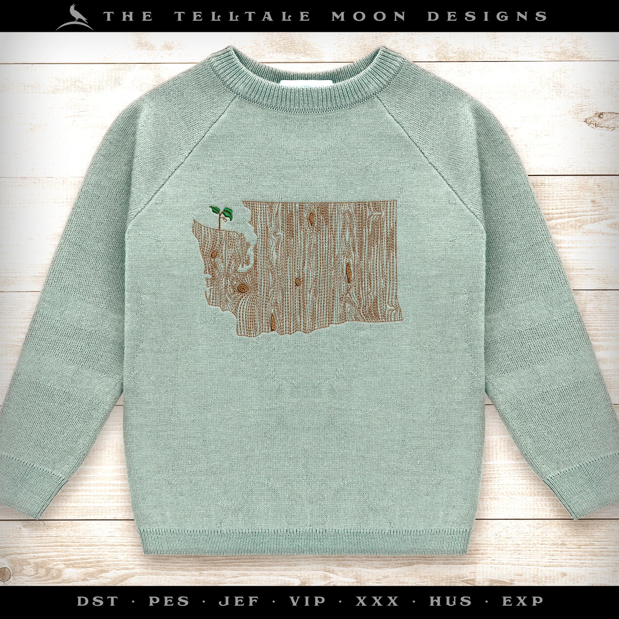 Embroidery: Washington Woodgrain - Four Sizes Between 7 and 12 Inches Wide