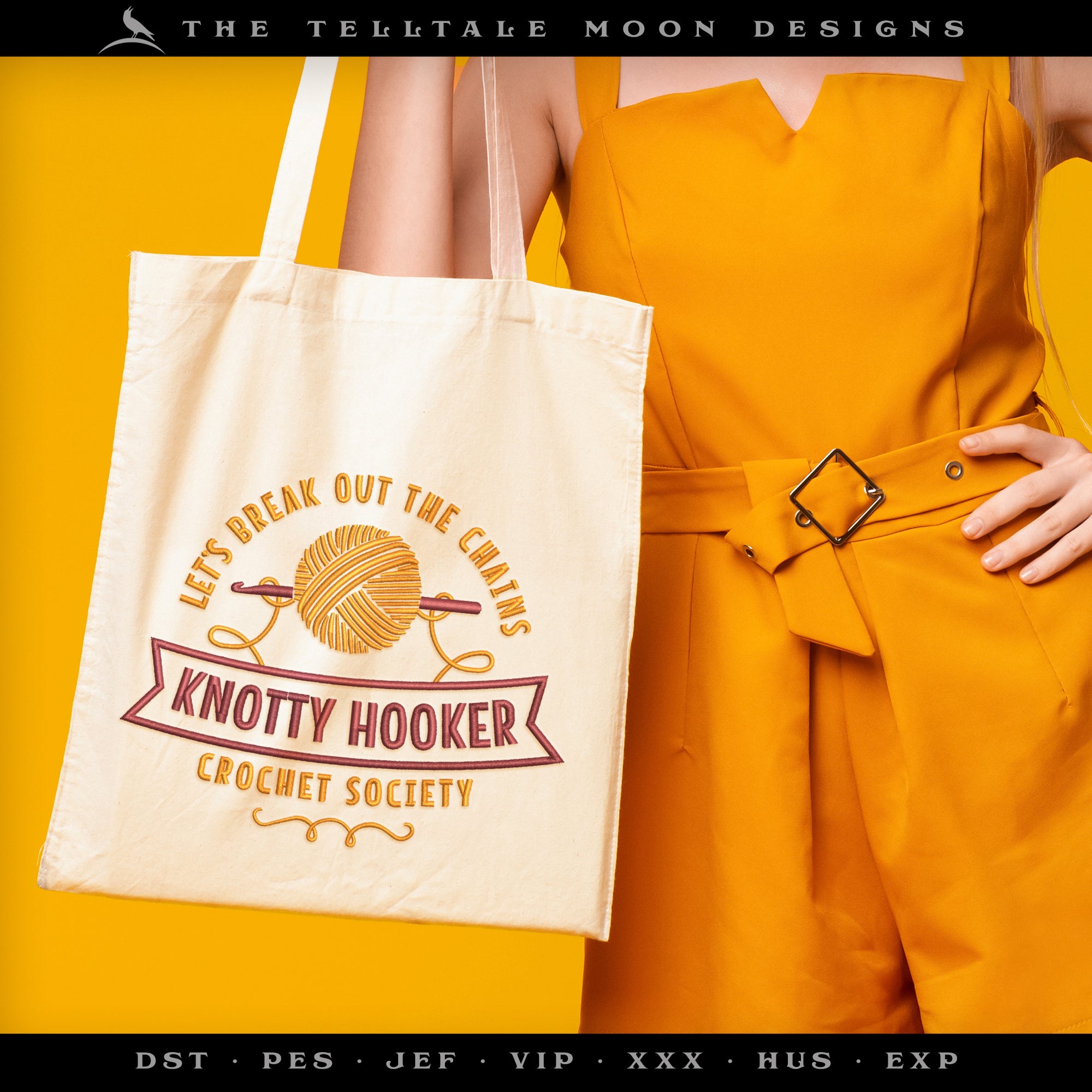 Embroidery: "Knotty Hookers Crochet Society" - 5, 6, 7, 8, 9, 10, and 12 Inches