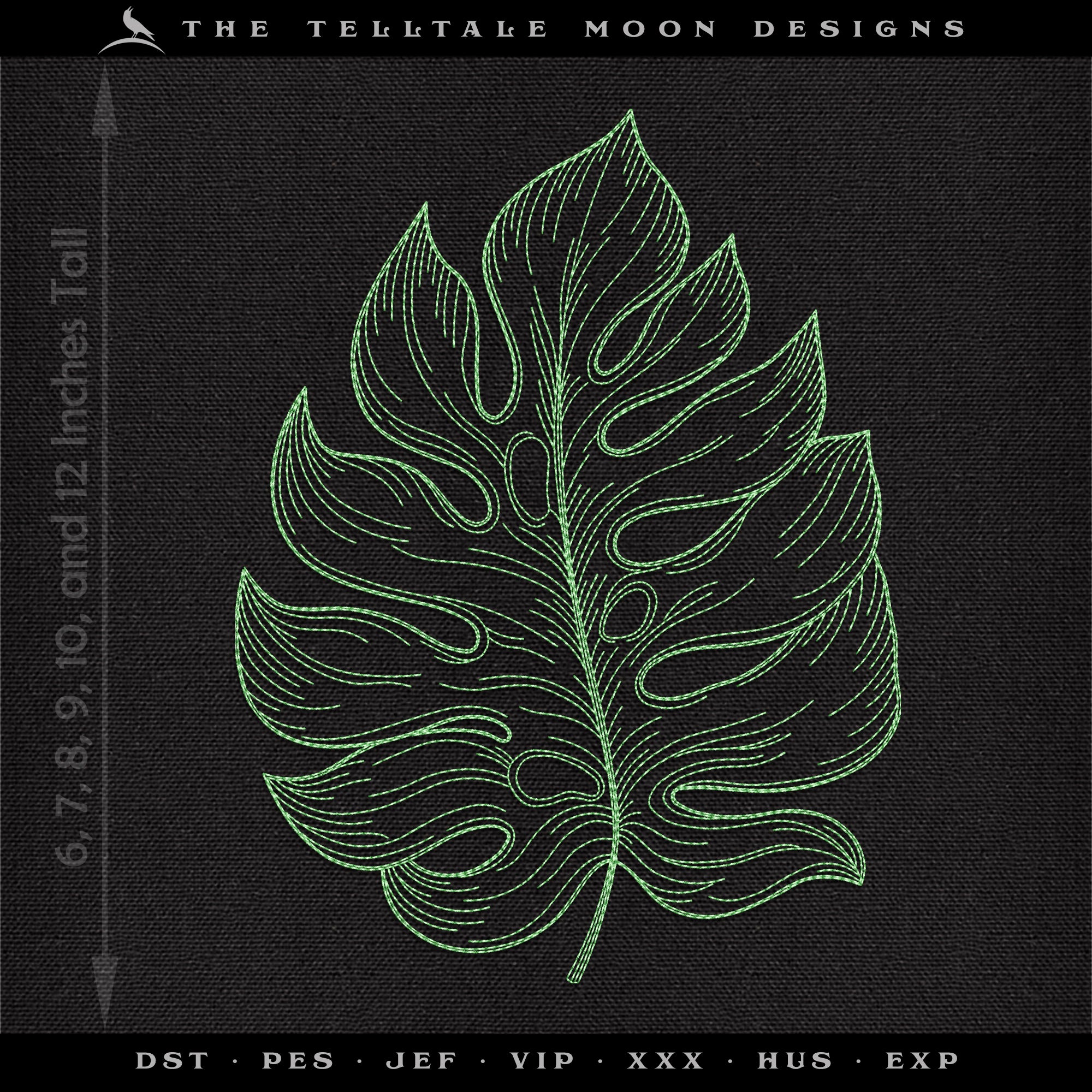 Embroidery: FOUR Leaf Drawings - Majestic Palm, Monstera, and Philodendron - Several Sizes Each