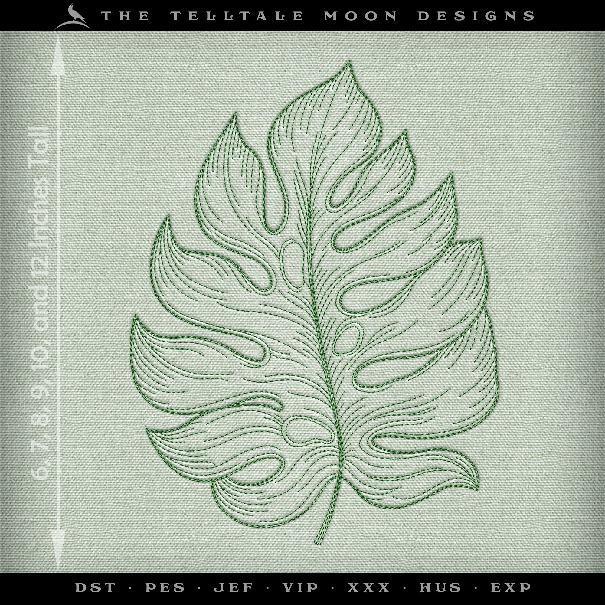 Embroidery: FOUR Leaf Drawings - Majestic Palm, Monstera, and Philodendron - Several Sizes Each