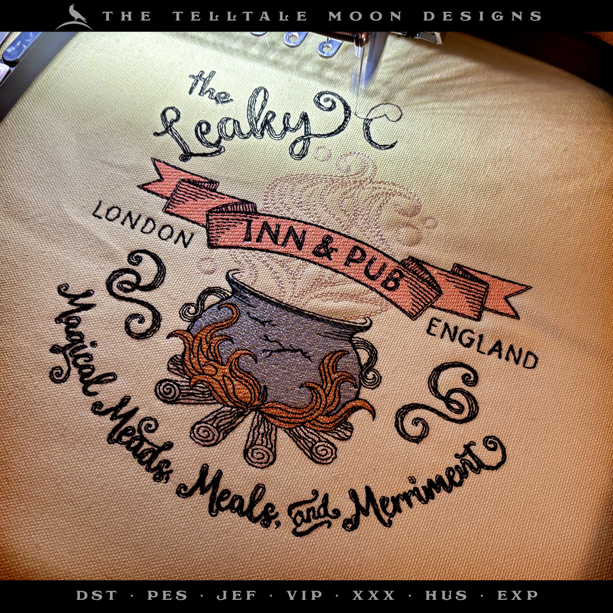 Embroidery: Cauldron Doodle Design - 6, 7, 8, 9, 10, and 12 Inches Square