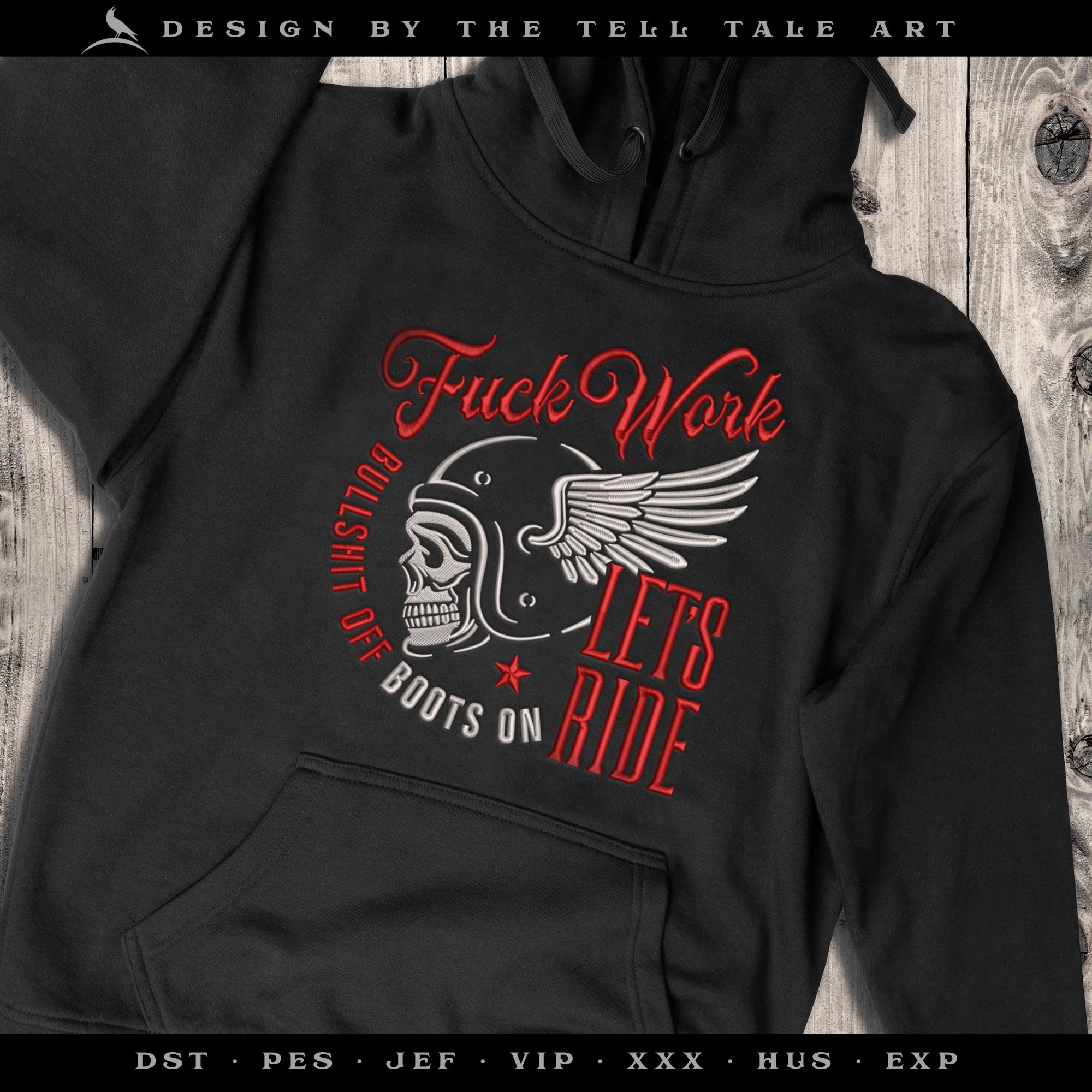 Let’s Ride – Nine Sizes 4 to 11 Inches – Vintage Biker Skull