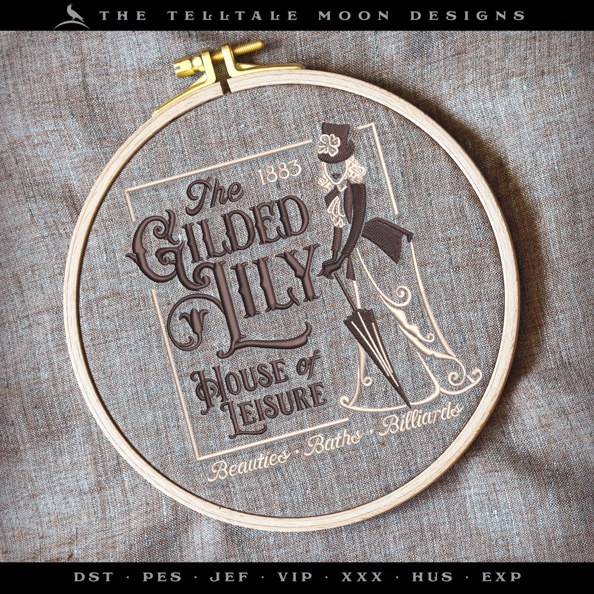 Embroidery: Classic-look "The Gilded Lily" Modeled After a Real Vintage Advertisement