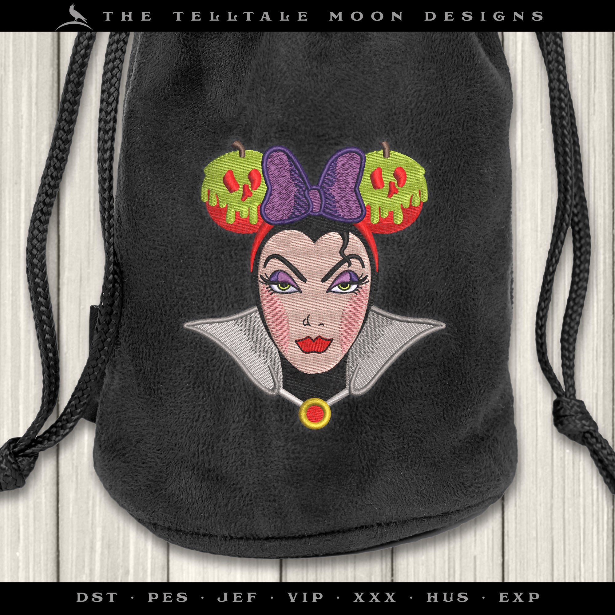 Embroidery Set: Wicked Queen with "Poison Apple Ears" - 4, 5, 6, and 7 Inch Sizes