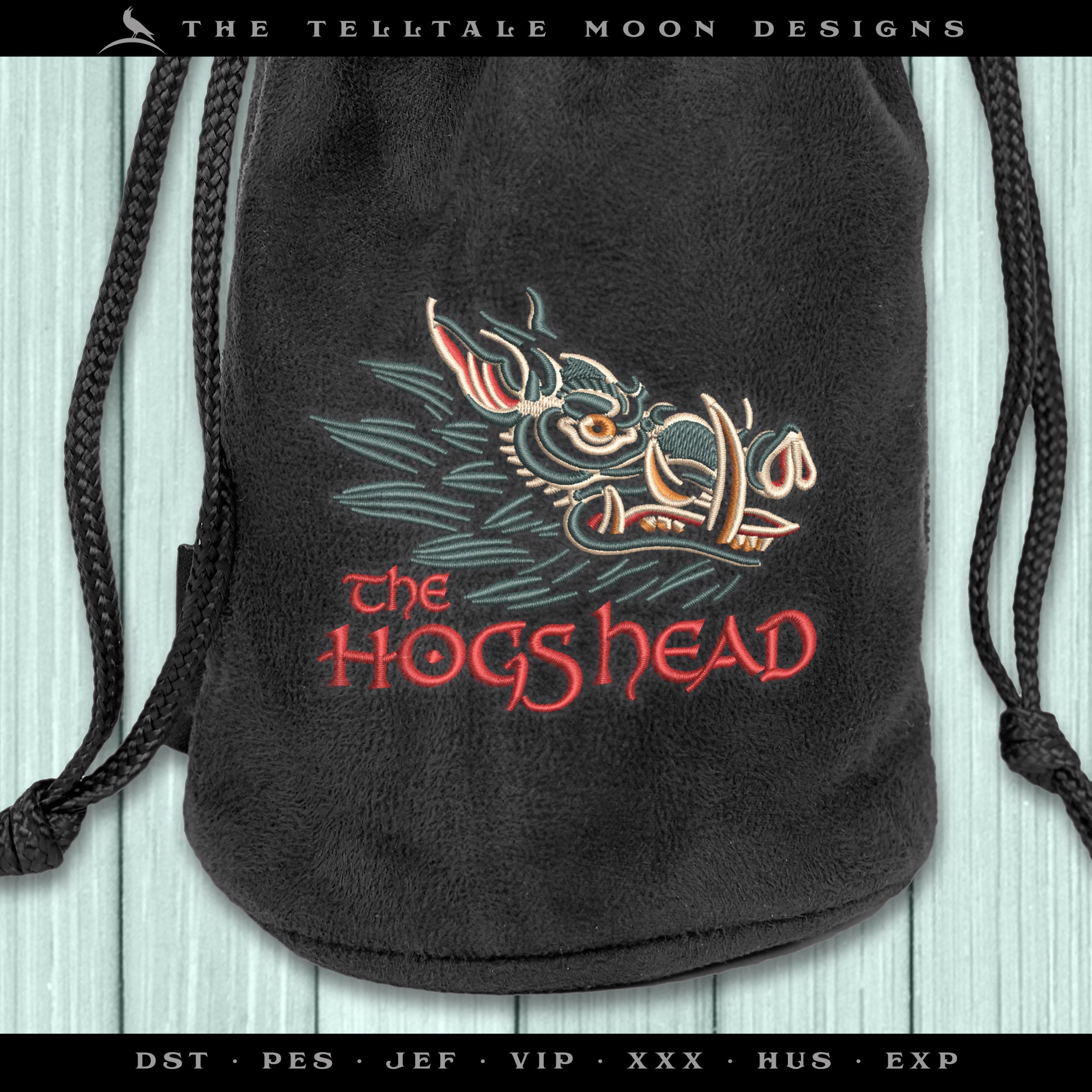 Embroidery Files: The Hogs Head in Seven Sizes - 3.5, 4, 5, 6, 7, 8, and 9 Inches - Four Thread Colors