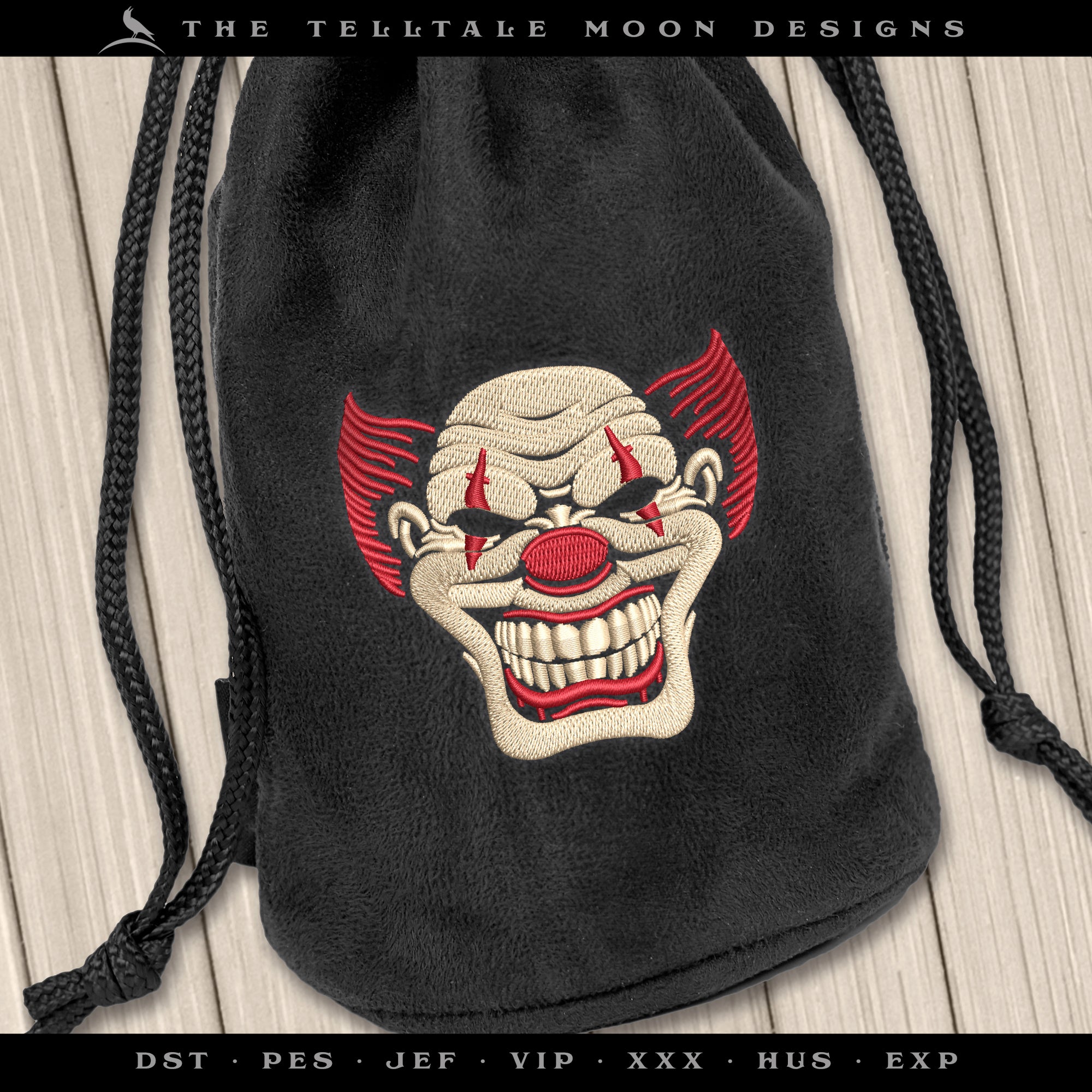 Embroidery: Horror Carnival Clown - 2.5, 3, 4, and 5 Inches - Two Thread Colors