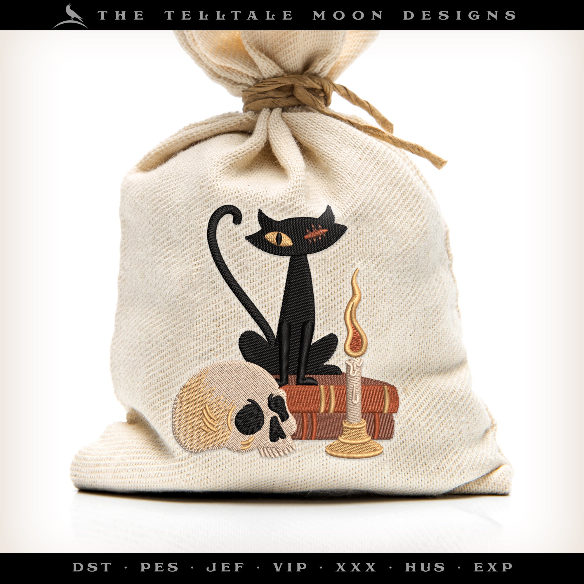 Embroidery: Poe-inspired "The Black Cat" - Four Sizes from 3.5 to 6 Inches