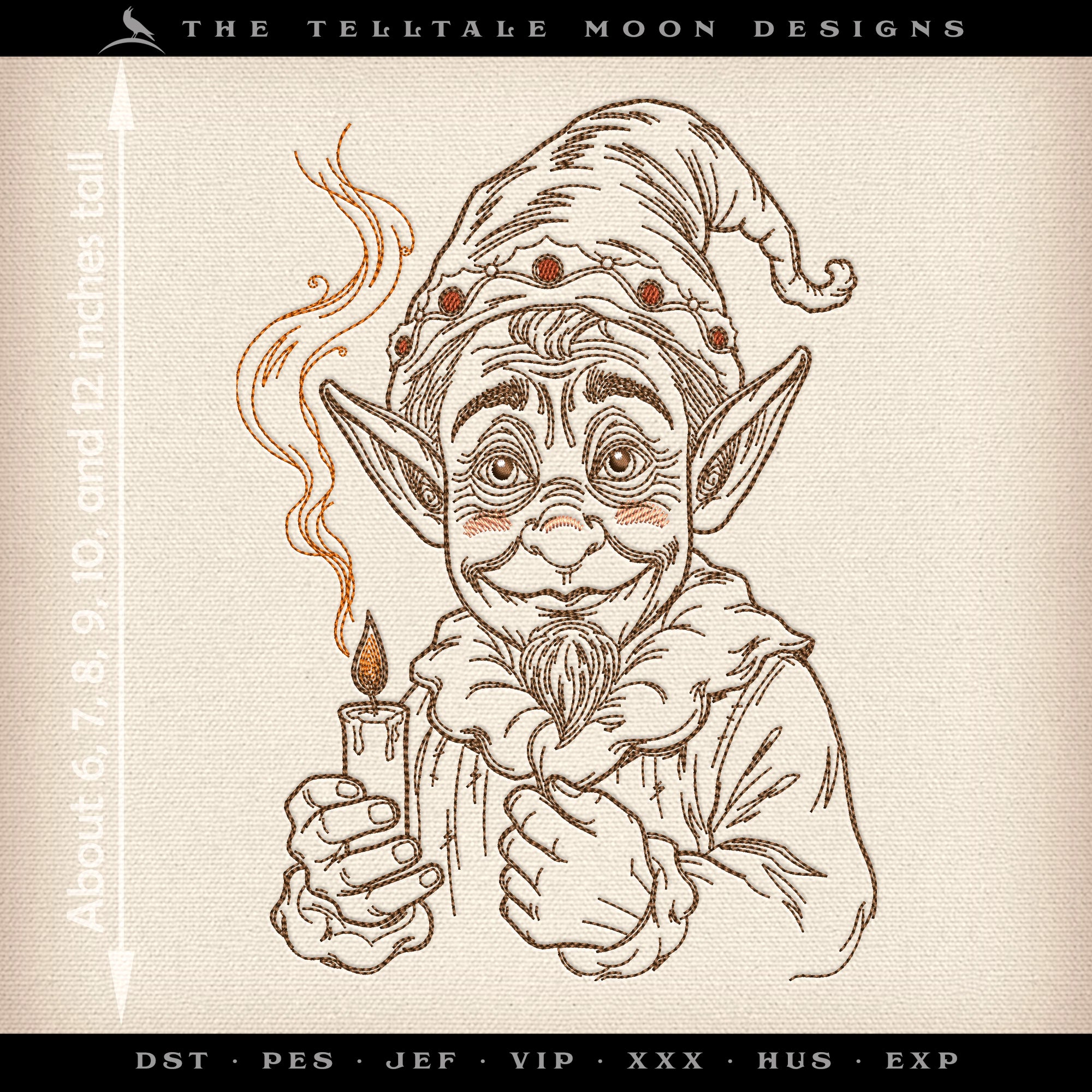 Embroidery: Little Old Elf Sketch - Six Sizes Between 6 and 12 Inches Tall