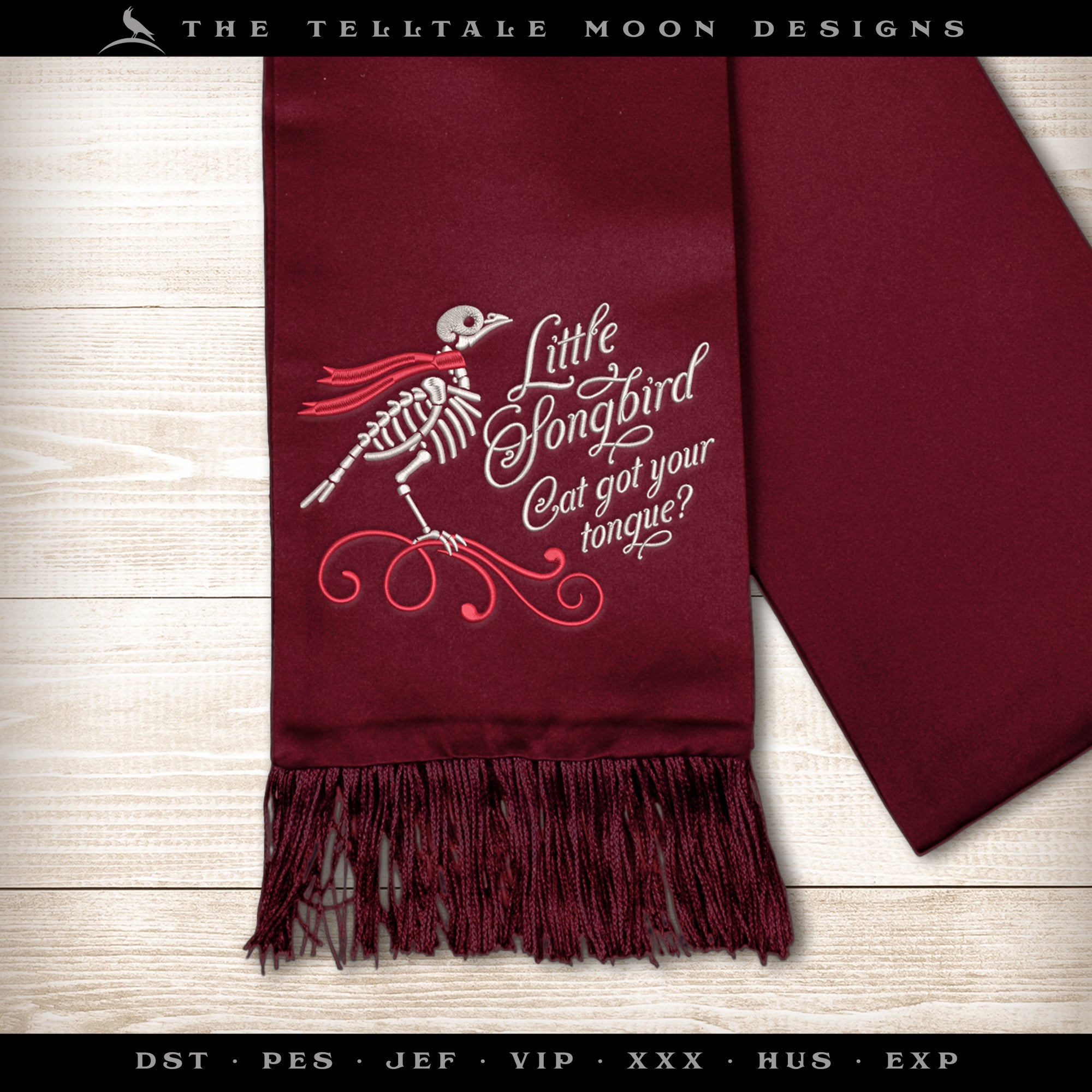 Embroidery: "Hey Little Songbird" Musical Quote - Seven Sizes 6 to 12 Inches