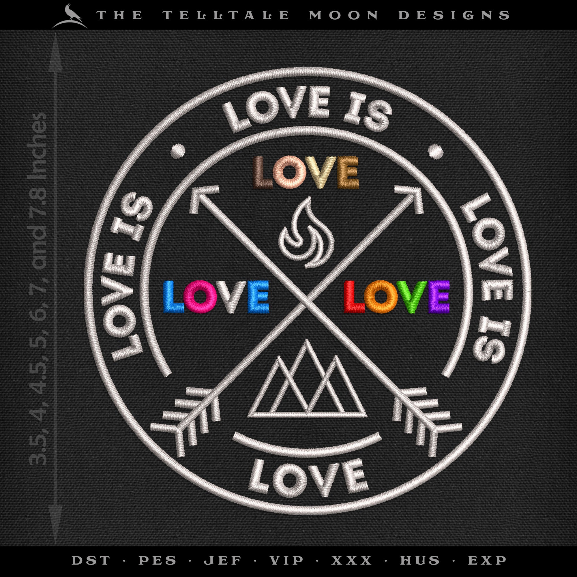 Embroidery Files: "Love is Love is Love" (Bradford's Song) in Seven Sizes Between 3.5 and 7.8 Inches