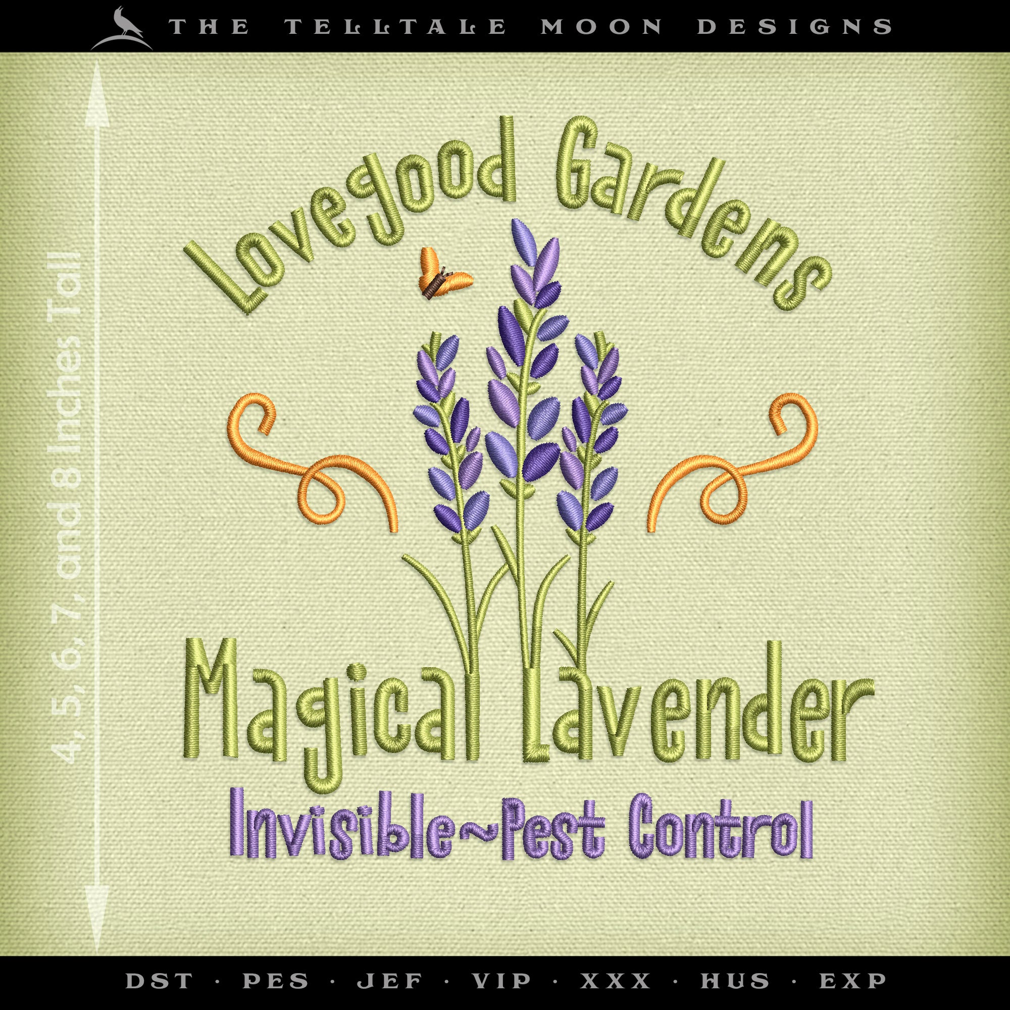 Embroidery: "Magical Lavender" Wizarding Logo (Five Sizes 4 to 8 Inches Tall; Six Thread Colors)