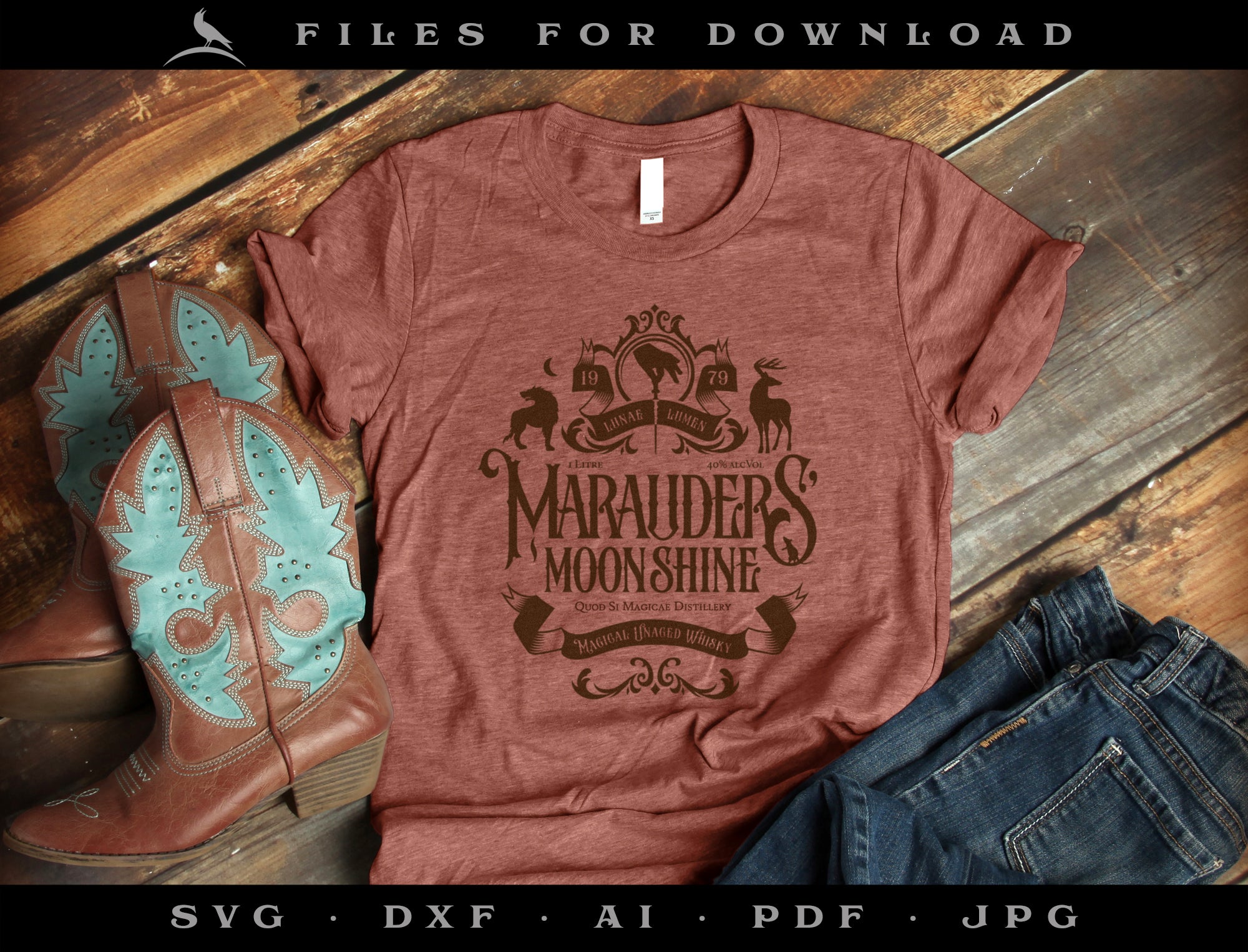 Art & Cut File Set: Wizard-themed Marauders Moonshine Design